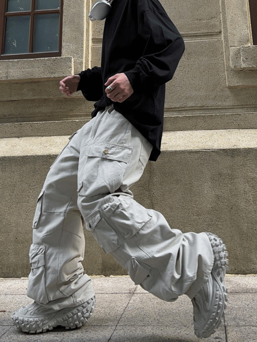 Fat Loose Straight Cargo Pants FT8001