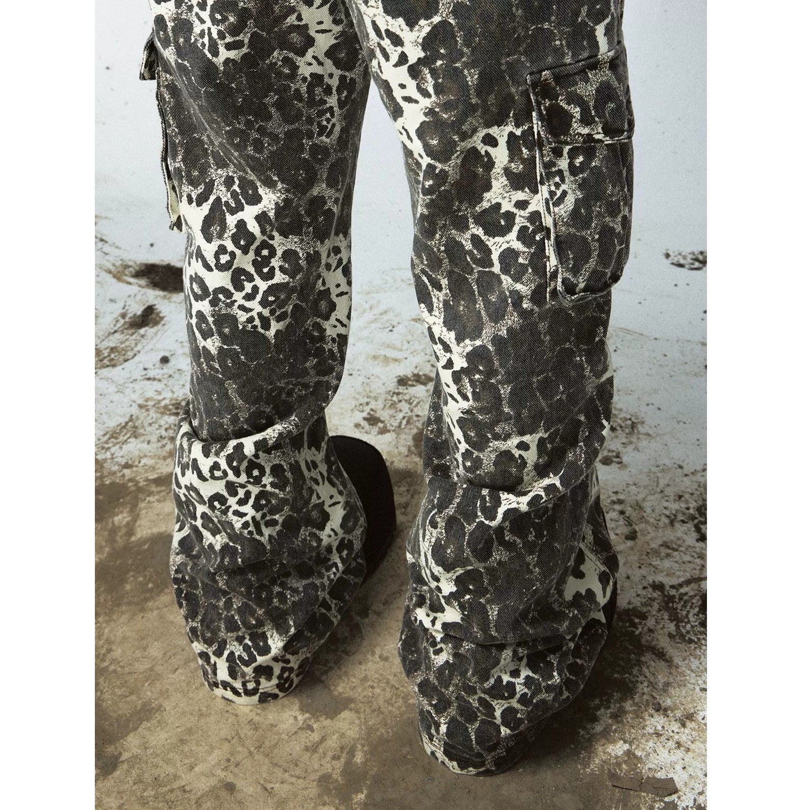 Leopard Print Loose Straight-leg Cargo Pants MB7062