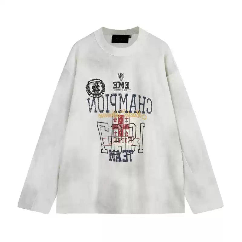 Washed Distressed Vintage Long Sleeve T-Shirt MB7201