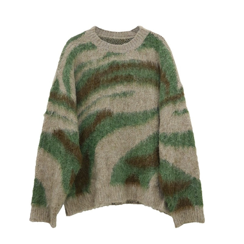 Lazy Wind Street Irregular Striped Gradient Sweater MB7023