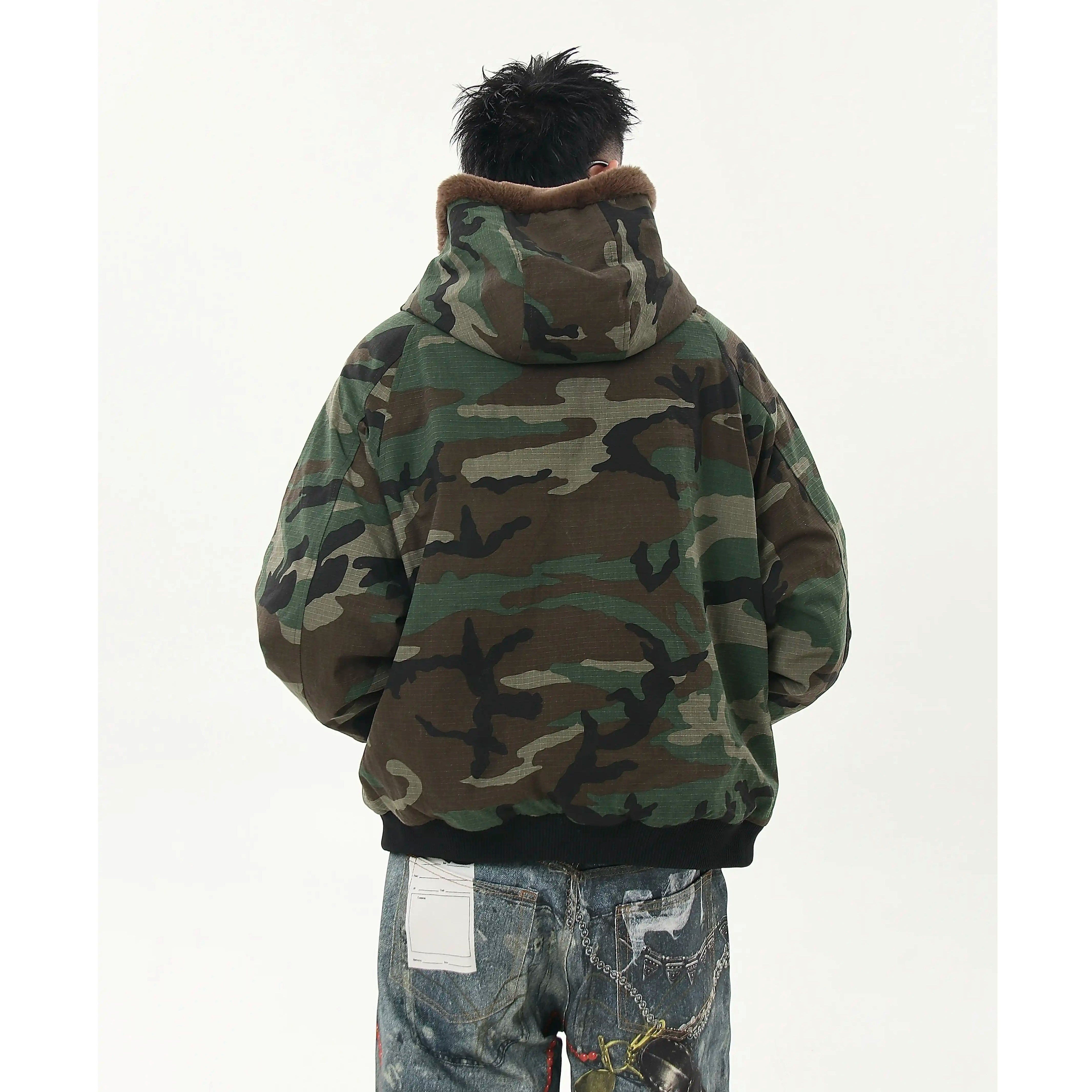 Camouflage Fur Collar Hooded Jacket MB7241