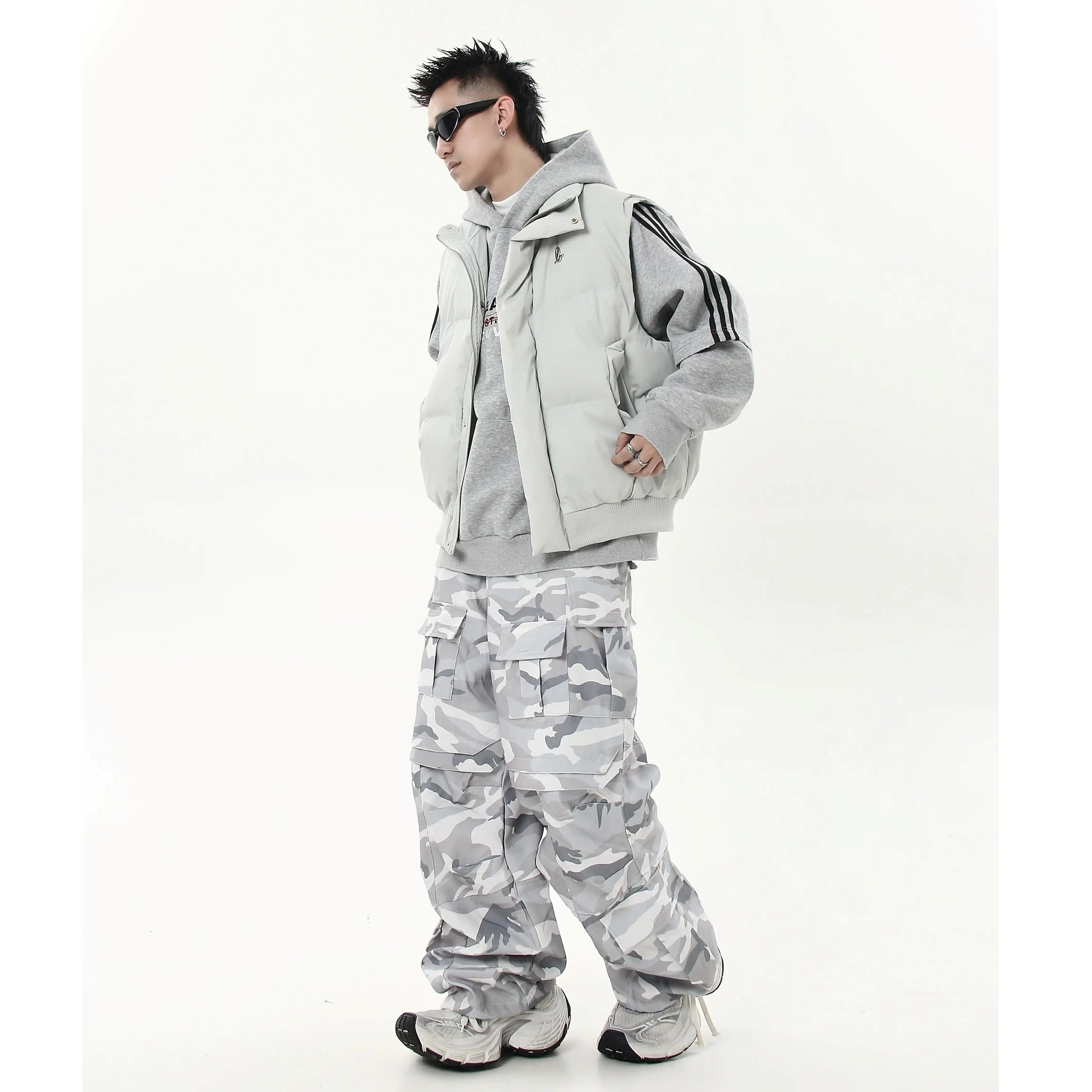 Stacked Loose Fit Camouflage Cargo Pants MB7239