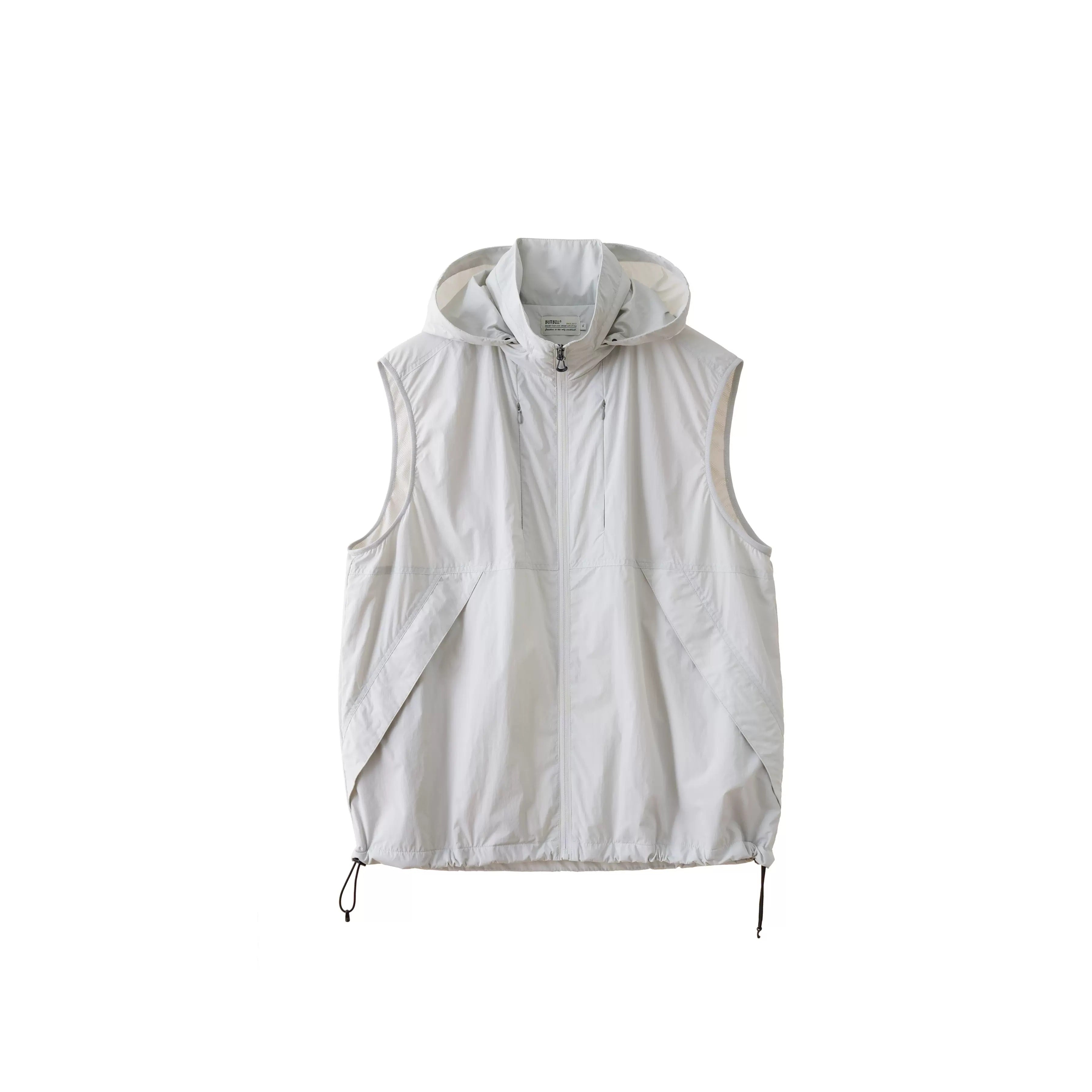 High-Neck Hidden Hood Outdoor ZIP-Up Vest BB001