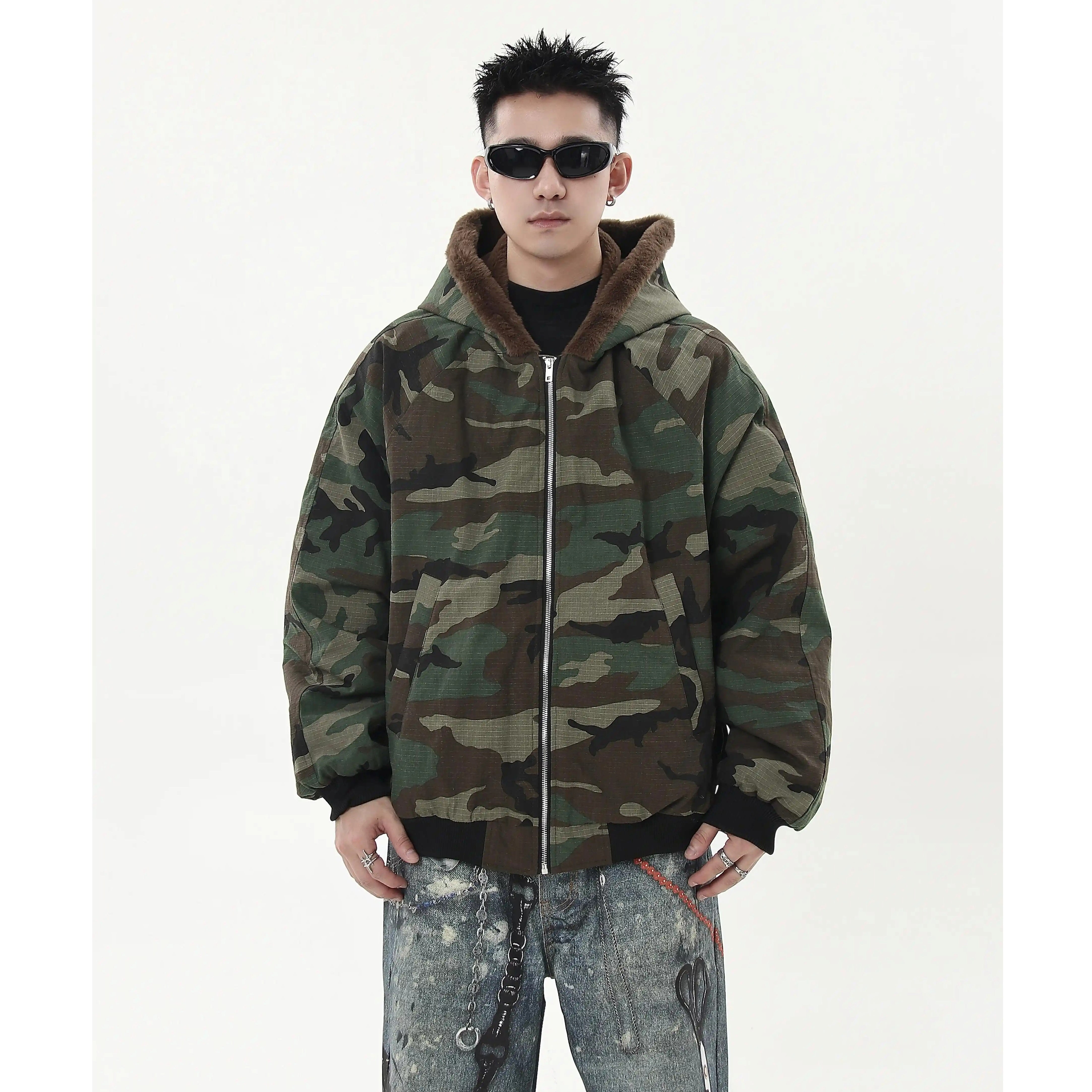 Camouflage Fur Collar Hooded Jacket MB7241