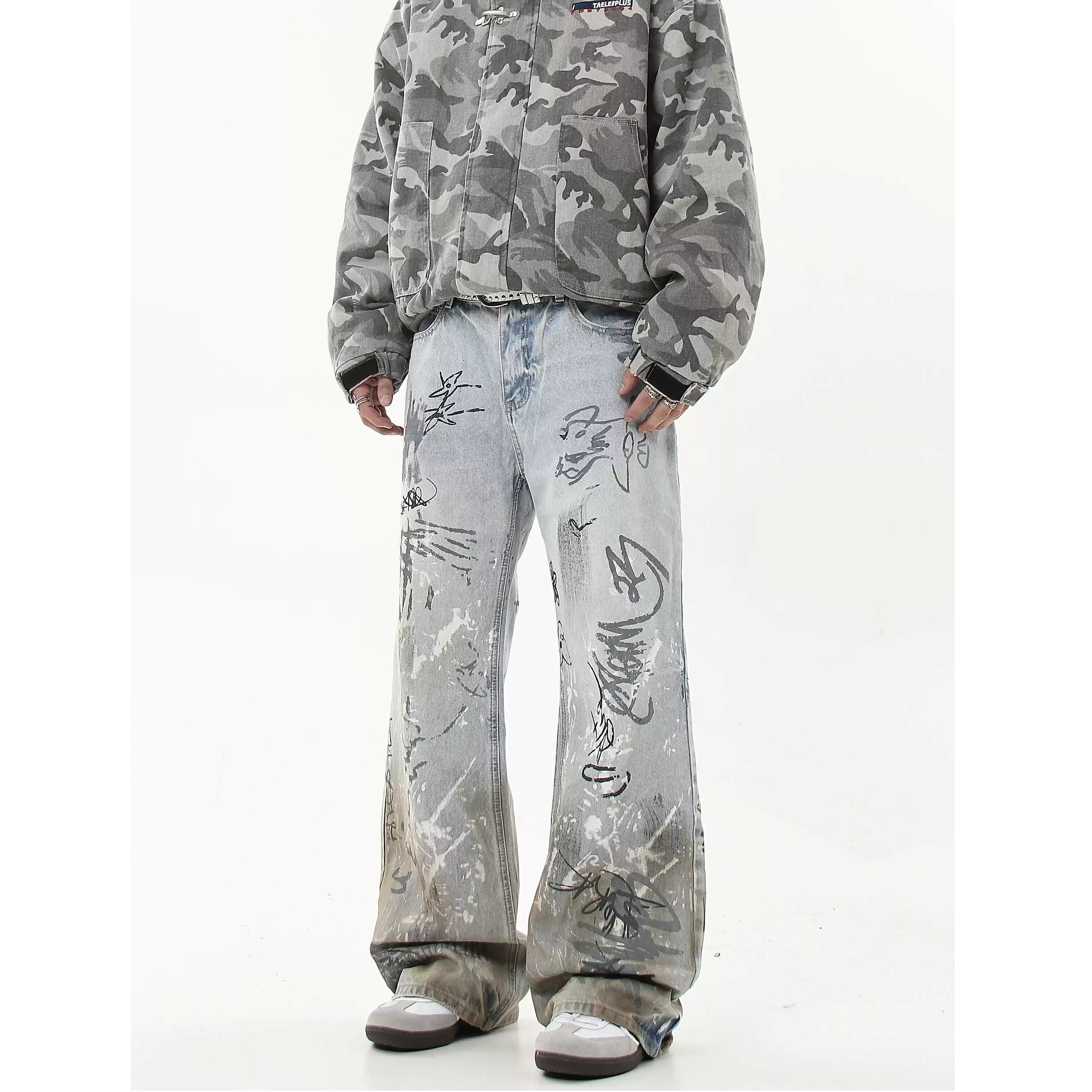 Street Graffiti Hand Painted Dirty Jeans MB7237