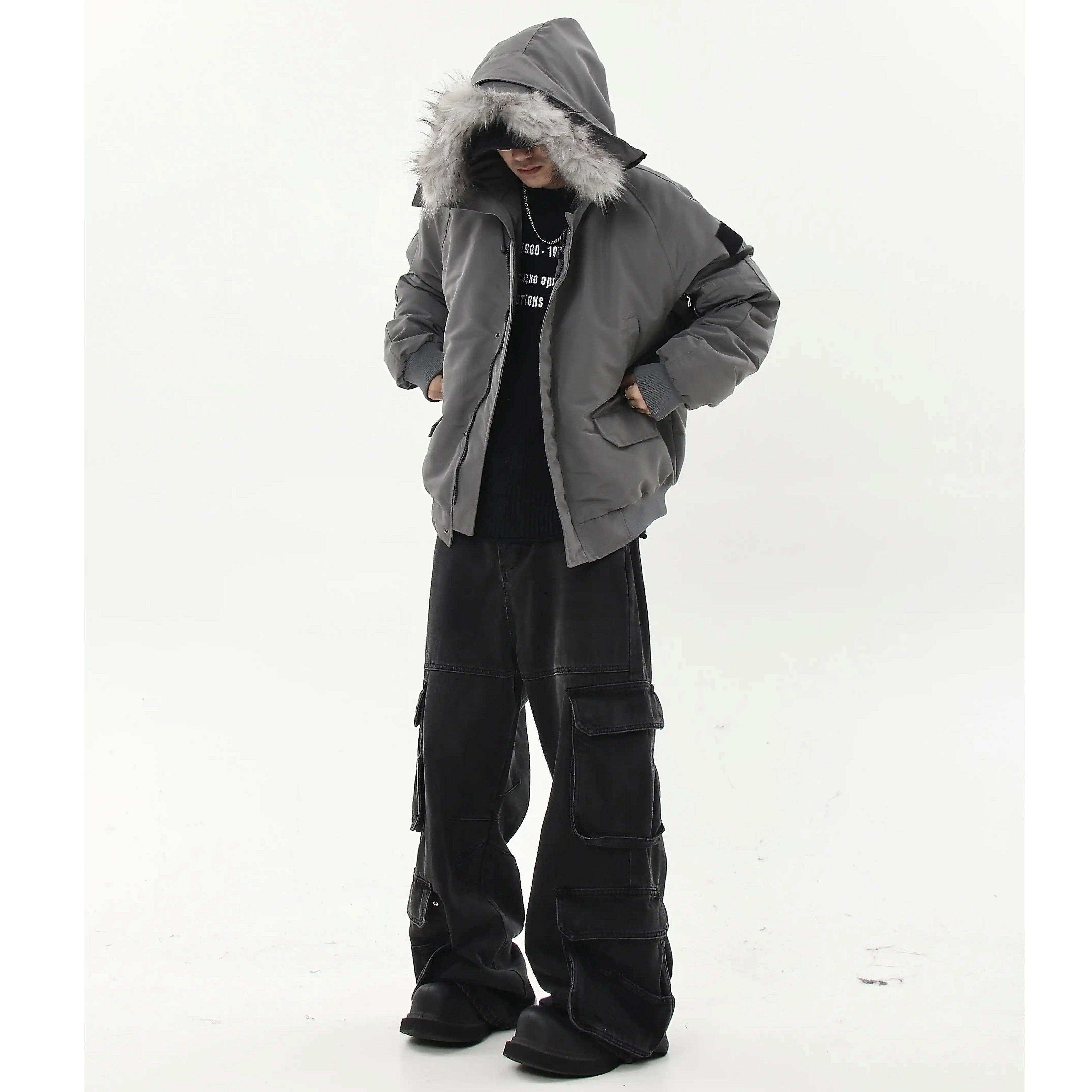 Fur Collar Hooded Padded Jacket MB7207