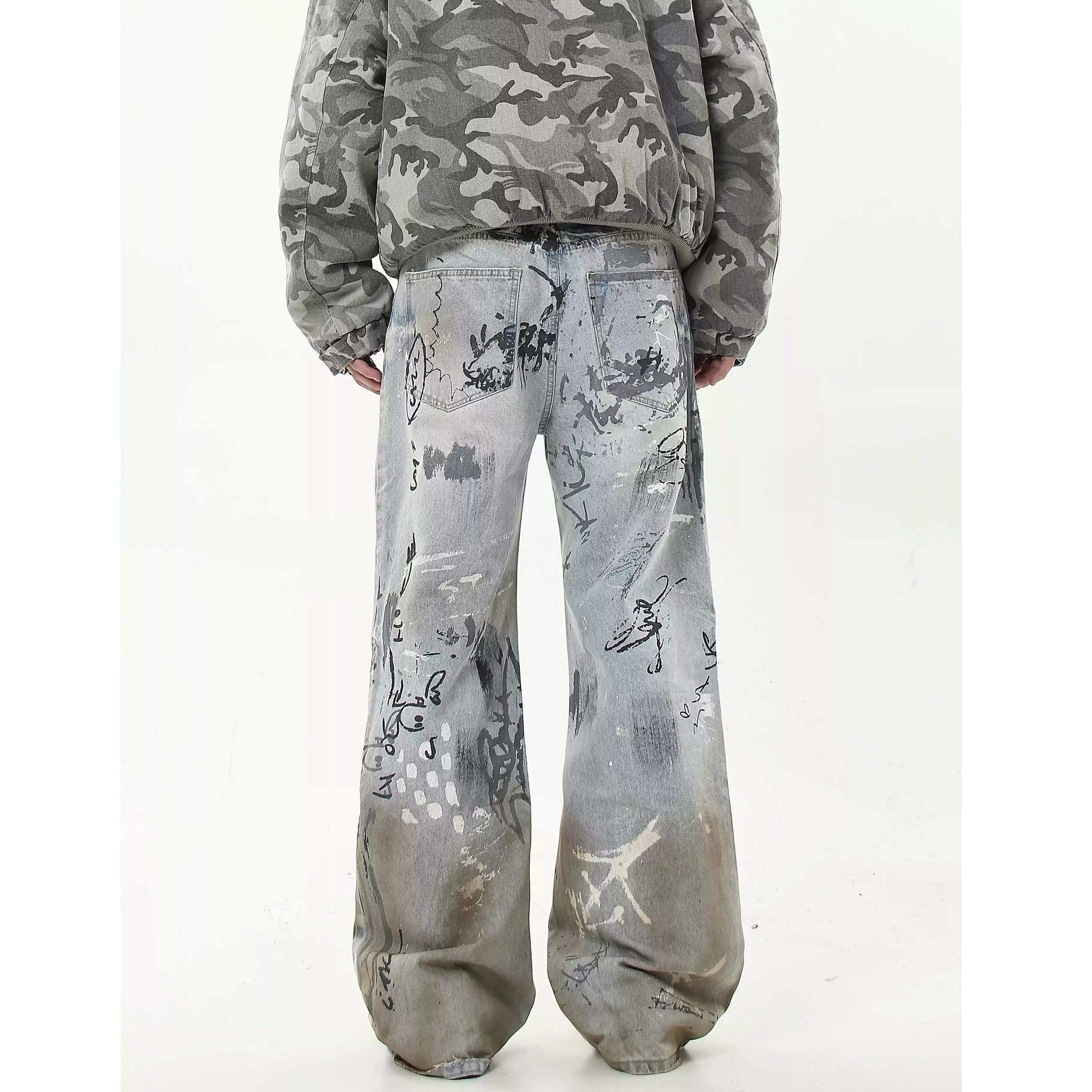 Street Graffiti Hand Painted Dirty Jeans MB7237