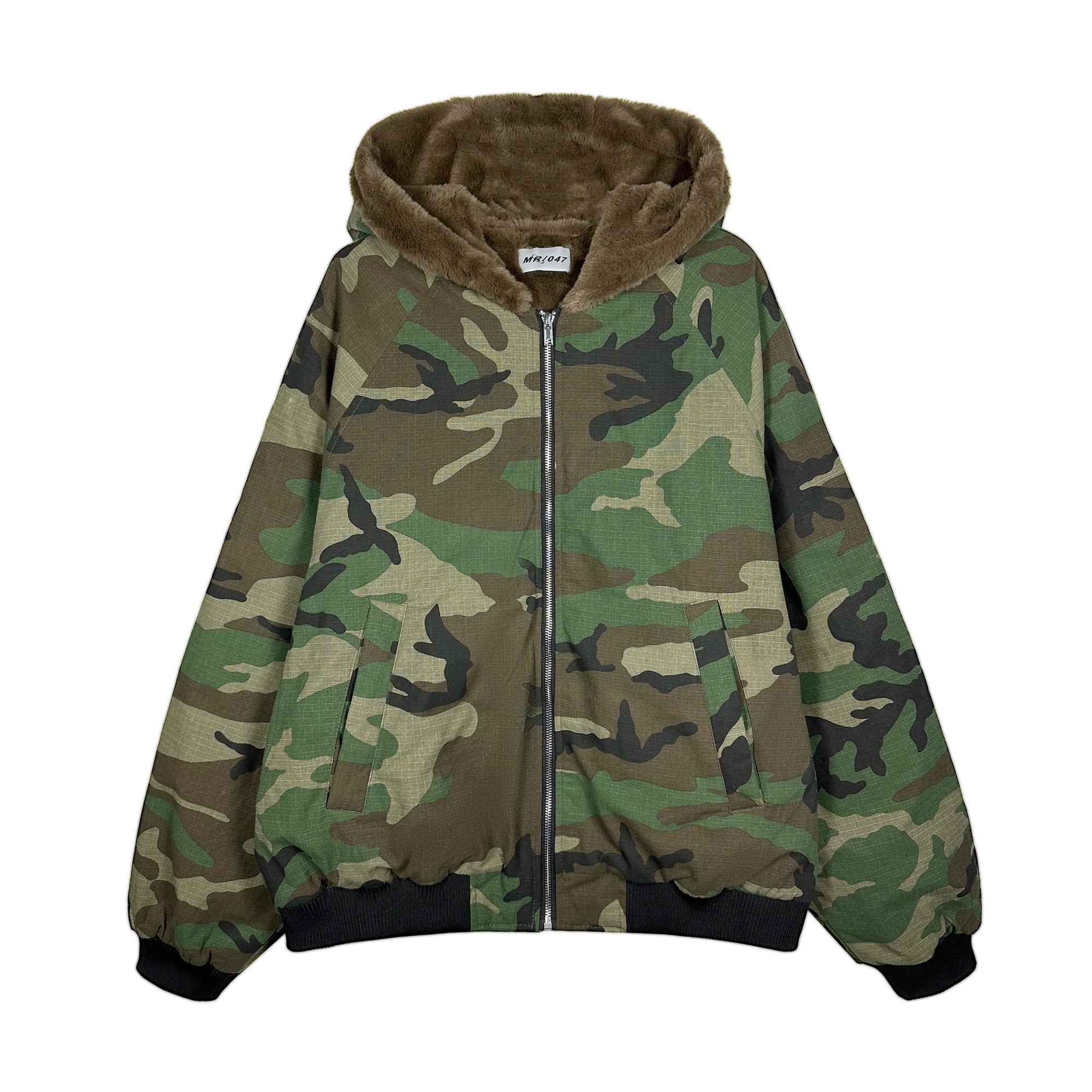 Camouflage Fur Collar Hooded Jacket MB7241