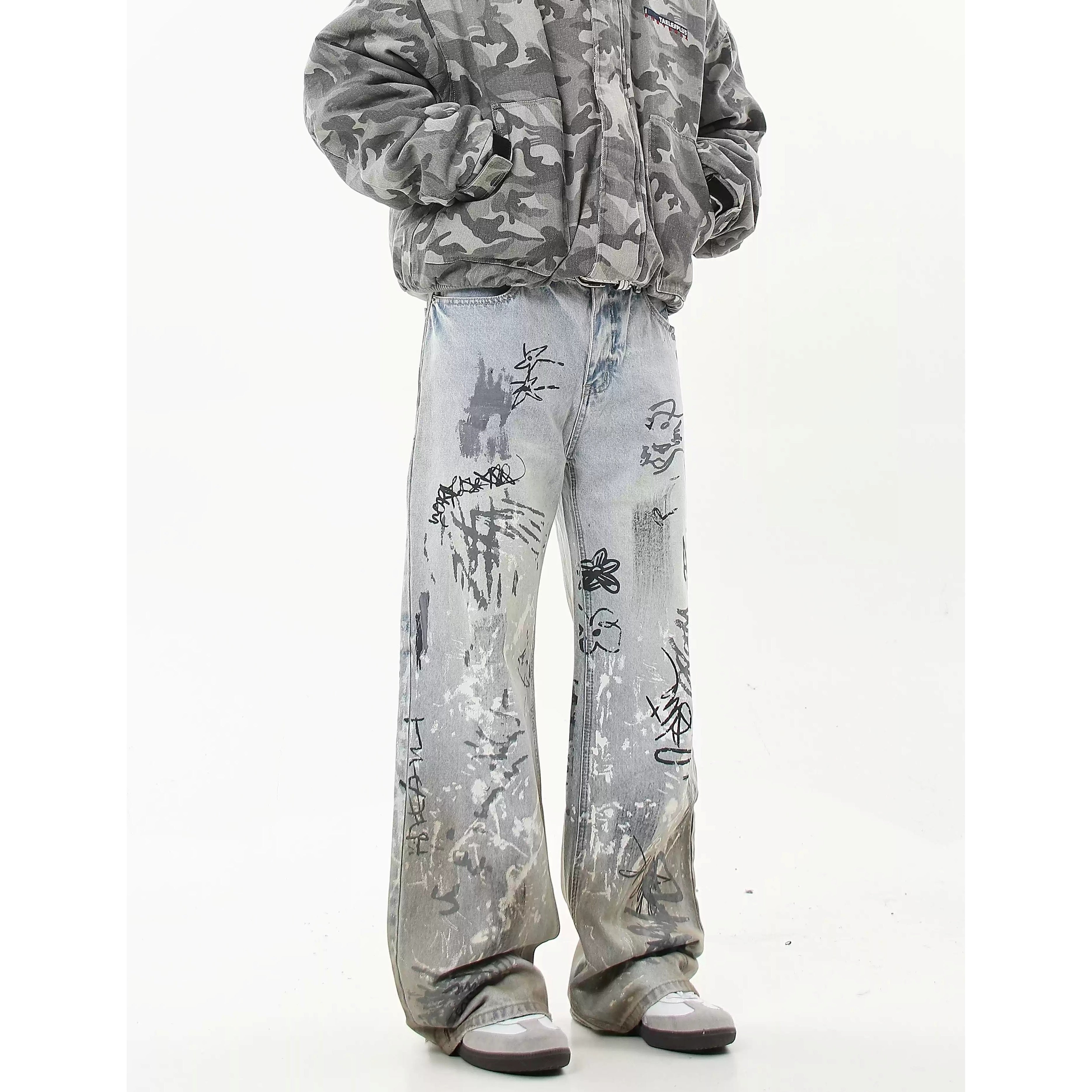 Street Graffiti Hand Painted Dirty Jeans MB7237