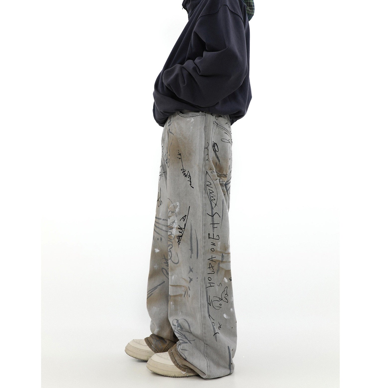 Graffiti Design Straight-leg Loose Jeans MR029