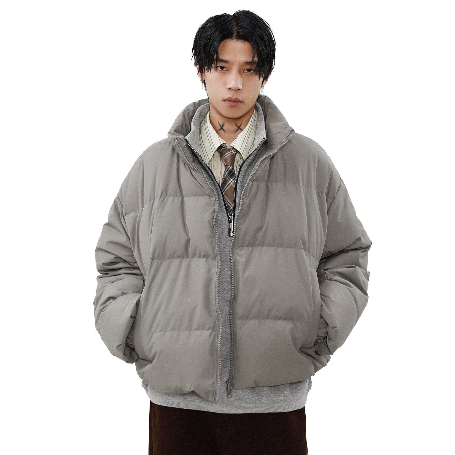 Stand Collar Simple Down Jacket MB7297