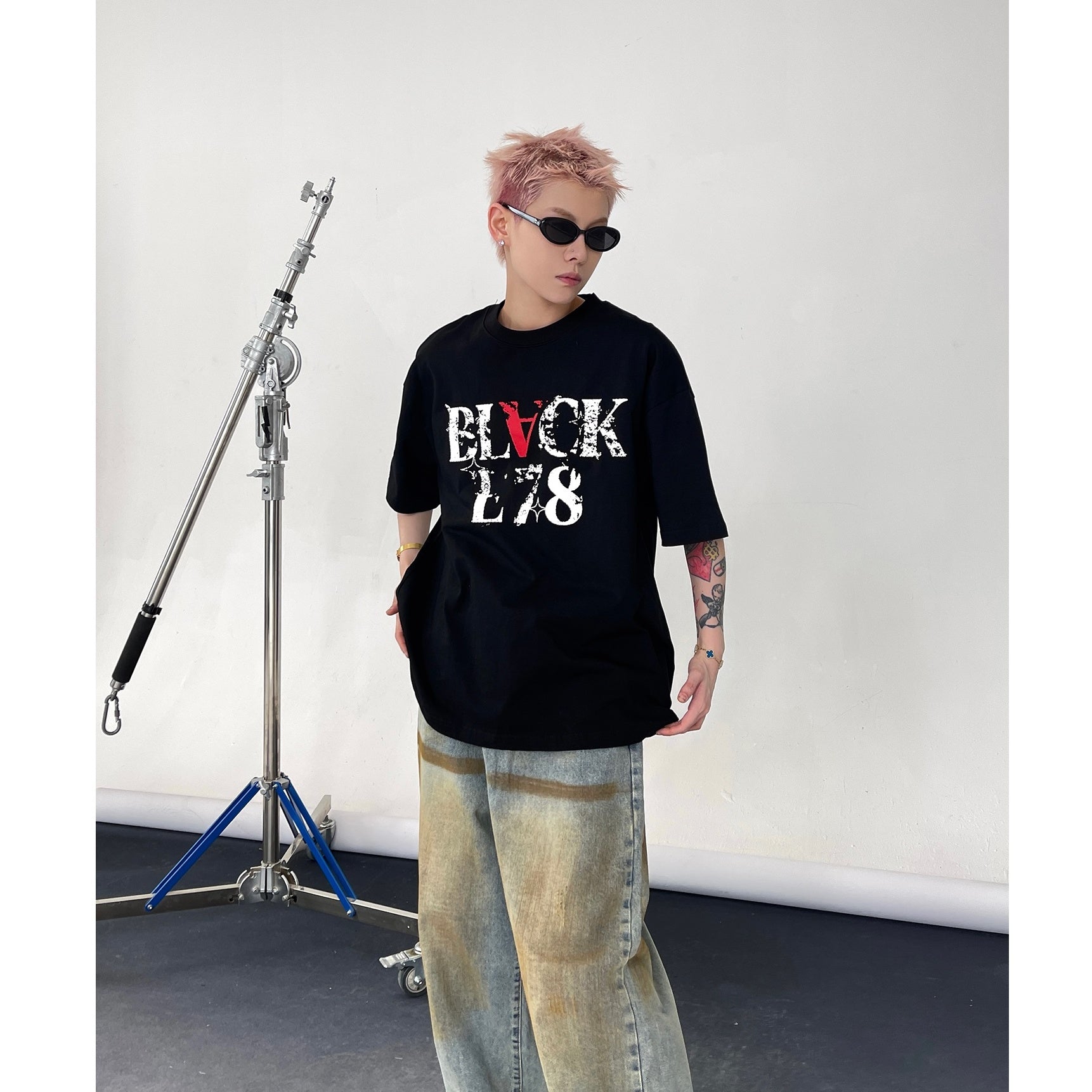 Rubbing Letter Print T-shirt EAT128