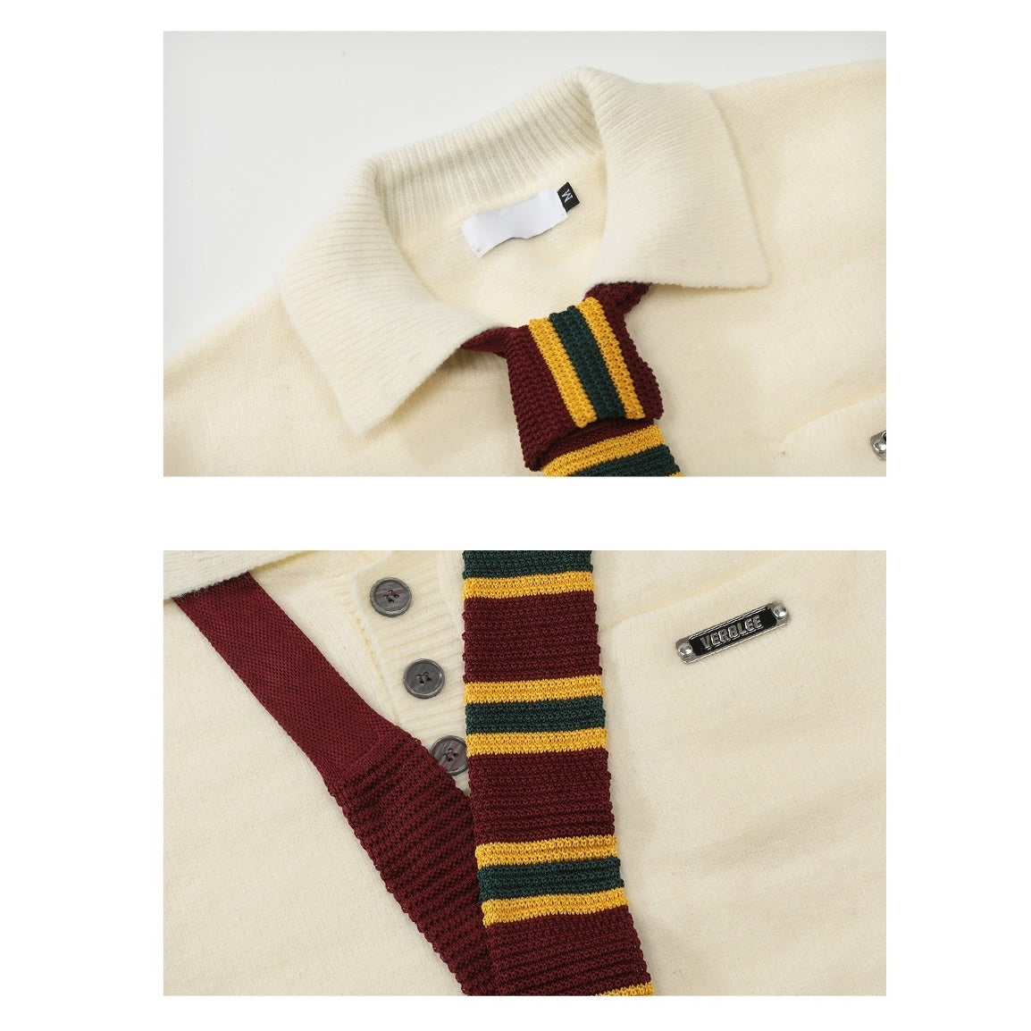 Collegiate Tie-collar Polo Neck Sweater MB7200