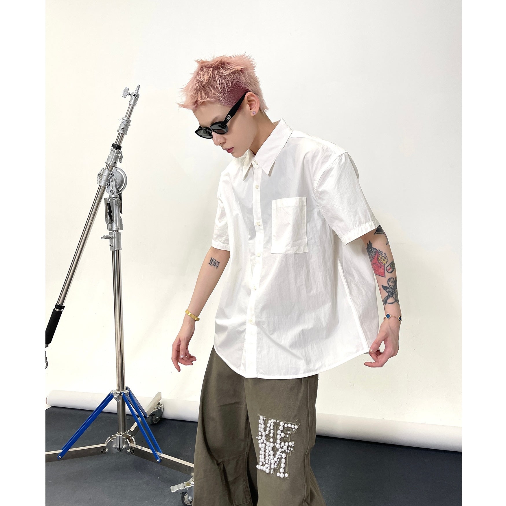 Solid Color Short Sleeve Shirt EAT135
