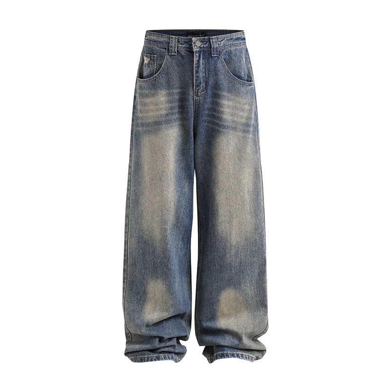 Retro Wash Distressed Wide-leg Jeans MR046