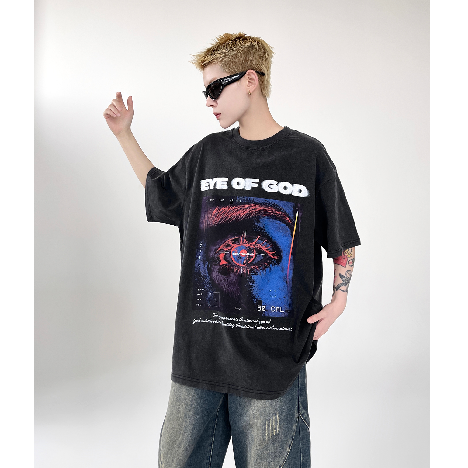 EYE OF GOD Vintage Wash Print T-Shirt EAT014