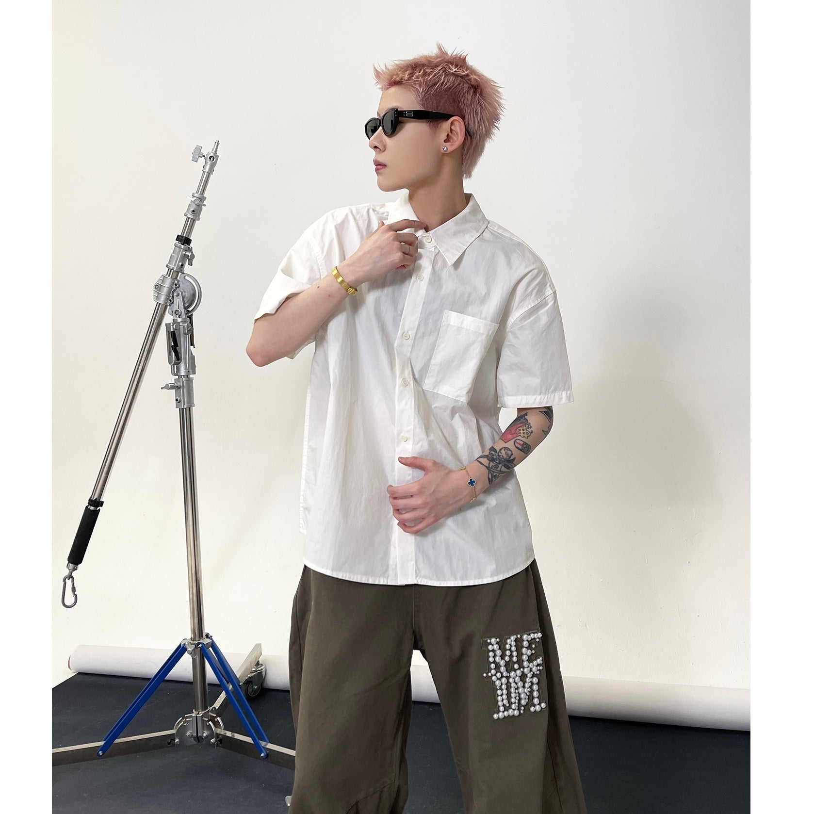 Solid Color Short Sleeve Shirt EAT135