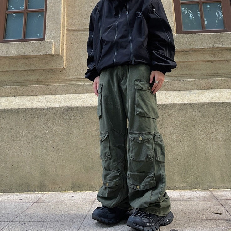 Fat Loose Straight Cargo Pants FT8001