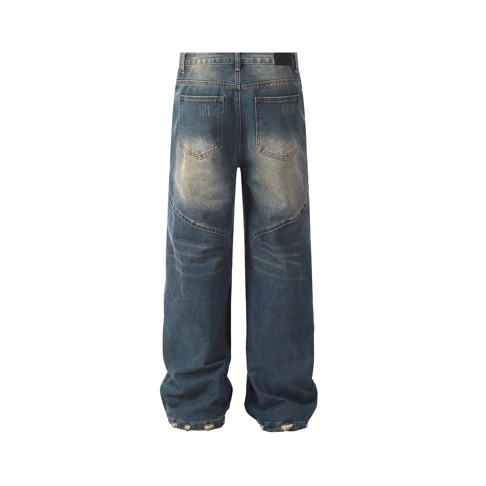 Gradient Scratched Ripped Loose Straight-leg Jeans EAT015