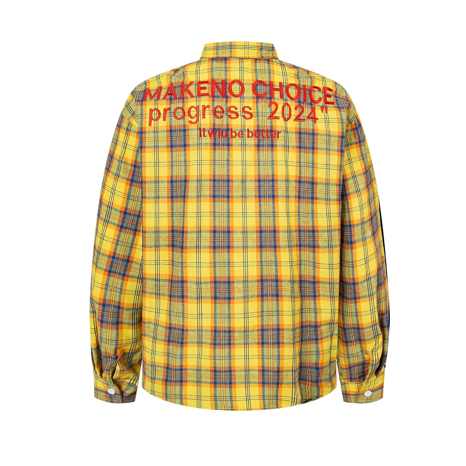 Embroidery Plaid Long Sleeve Shirt EAT073