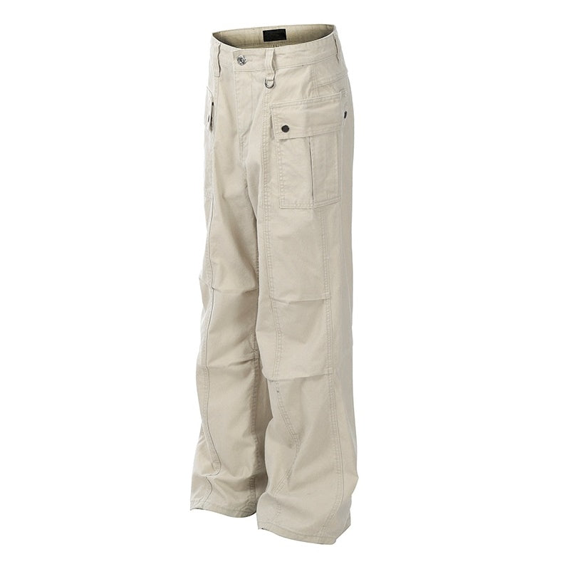 Pleated Design Washed Cargo Pants MB7314