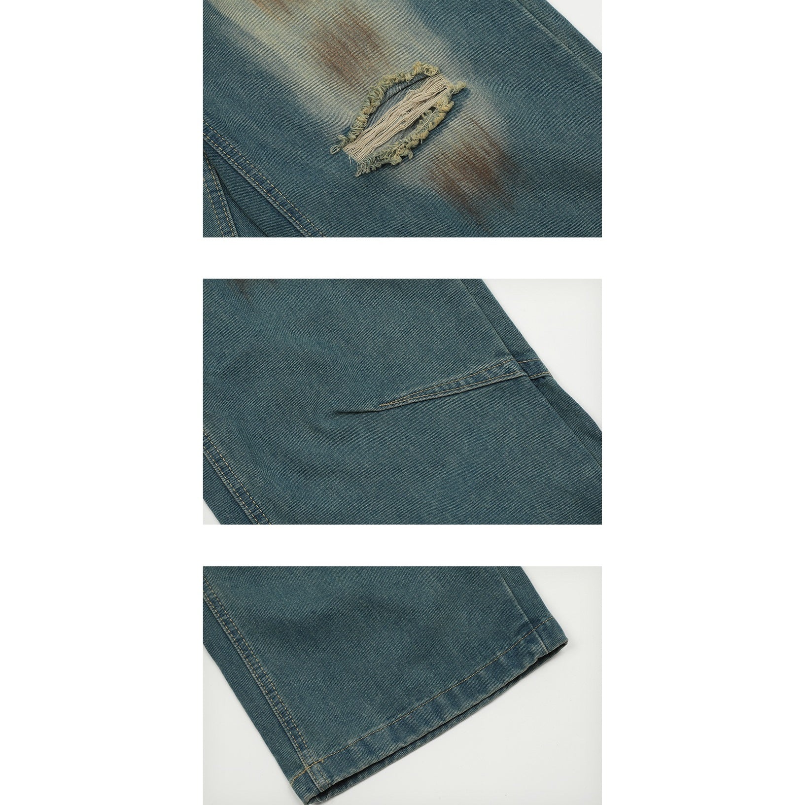 Vintage Wash Ripped Wide Leg Jeans MB7057