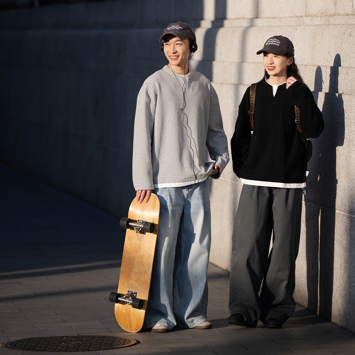Waffle Fake Layered Long Sleeve T-shirt BI2005