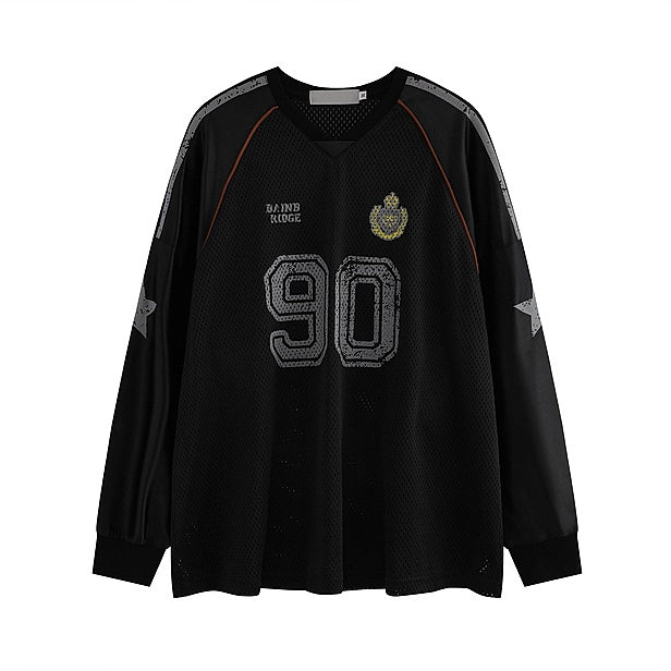 Oversize Mesh Loose Sporty Long Sleeve T-Shirt MB7122