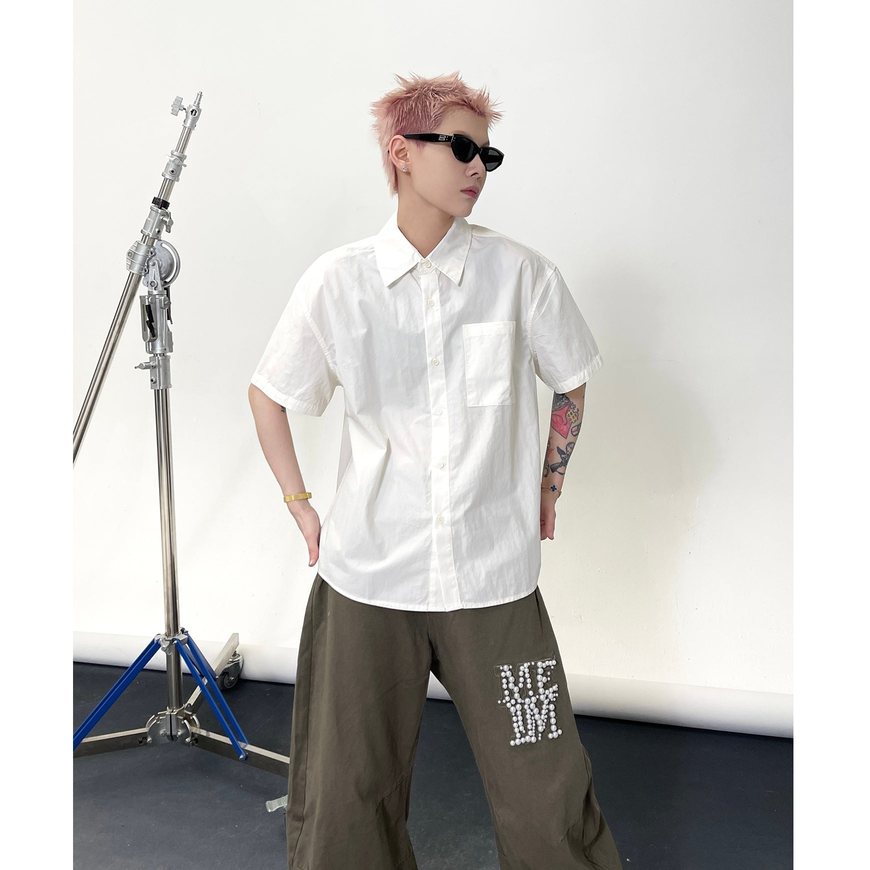 Solid Color Short Sleeve Shirt EAT135