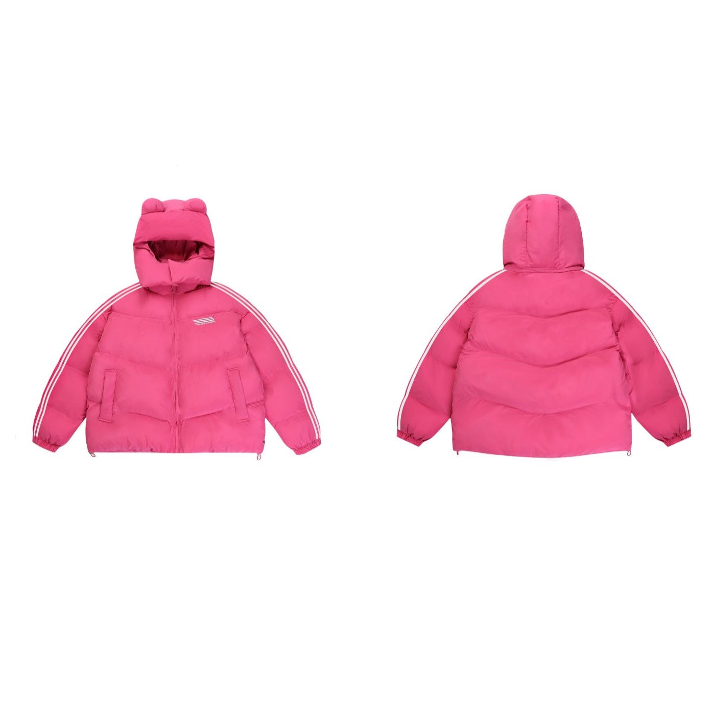 Bear Hooded Three-Bar Design Padded Jacket MB7208