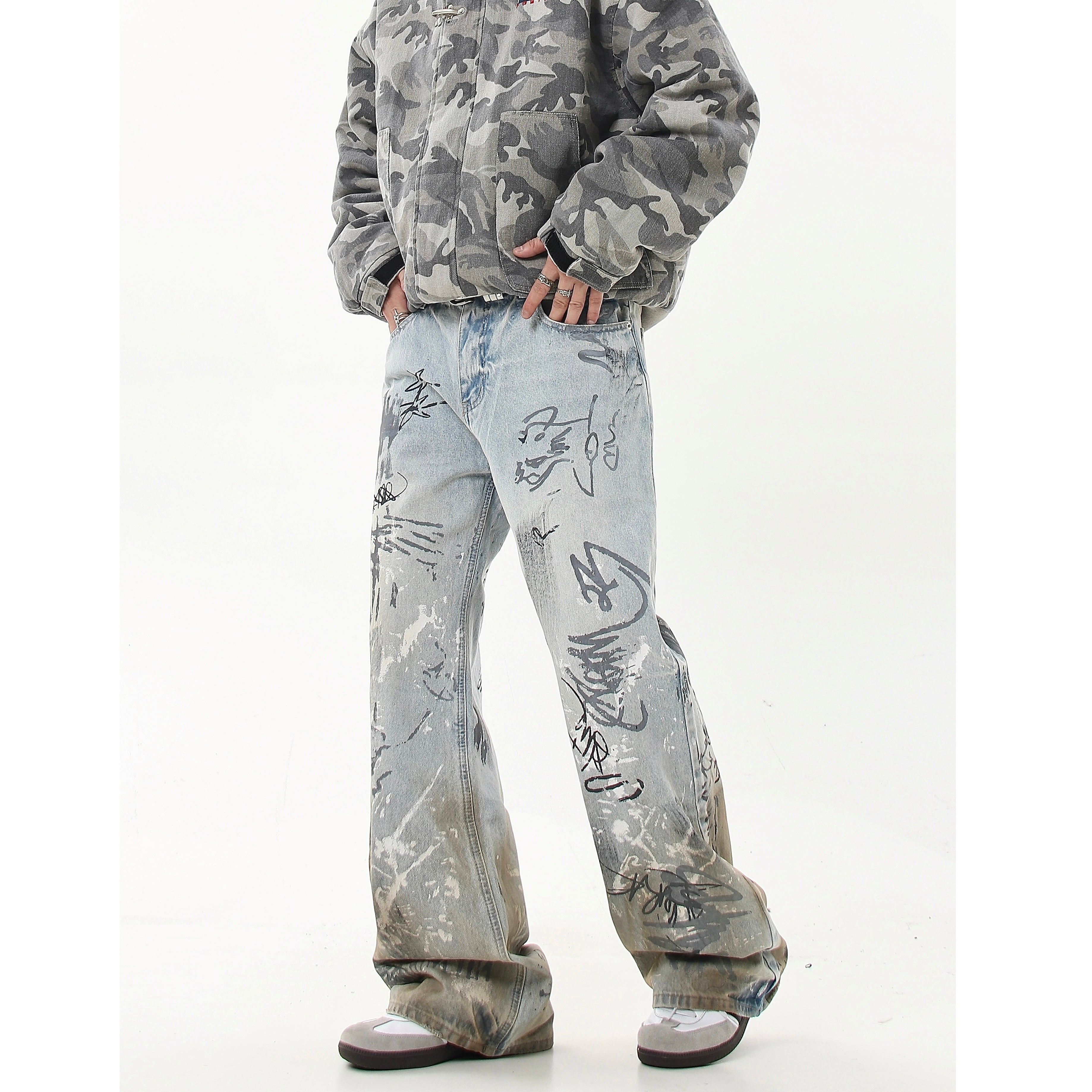 Street Graffiti Hand Painted Dirty Jeans MB7237