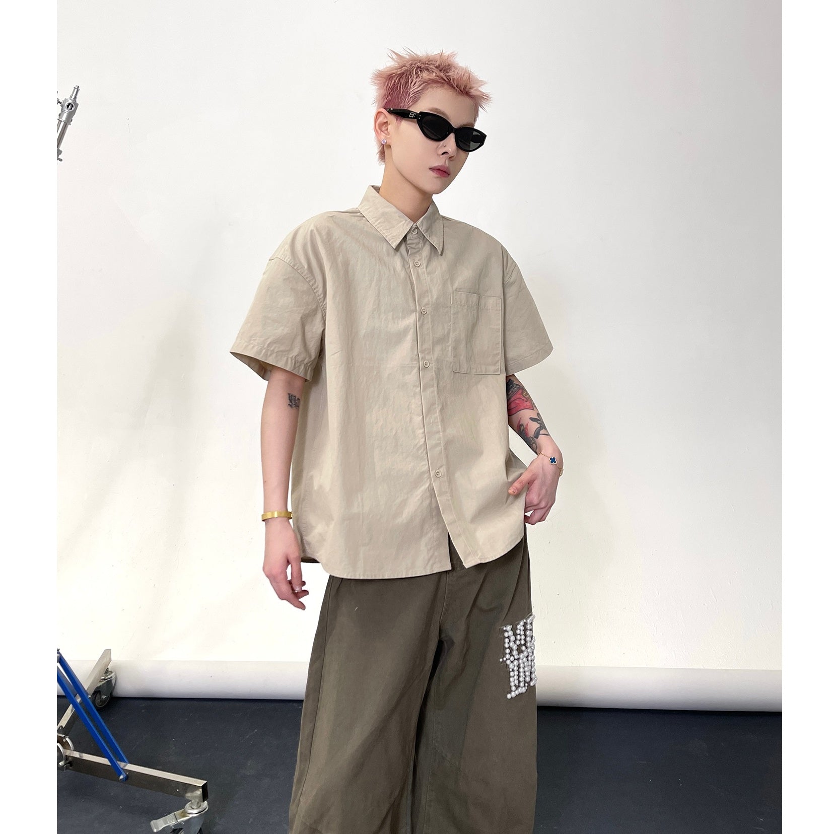 Solid Color Short Sleeve Shirt EAT135