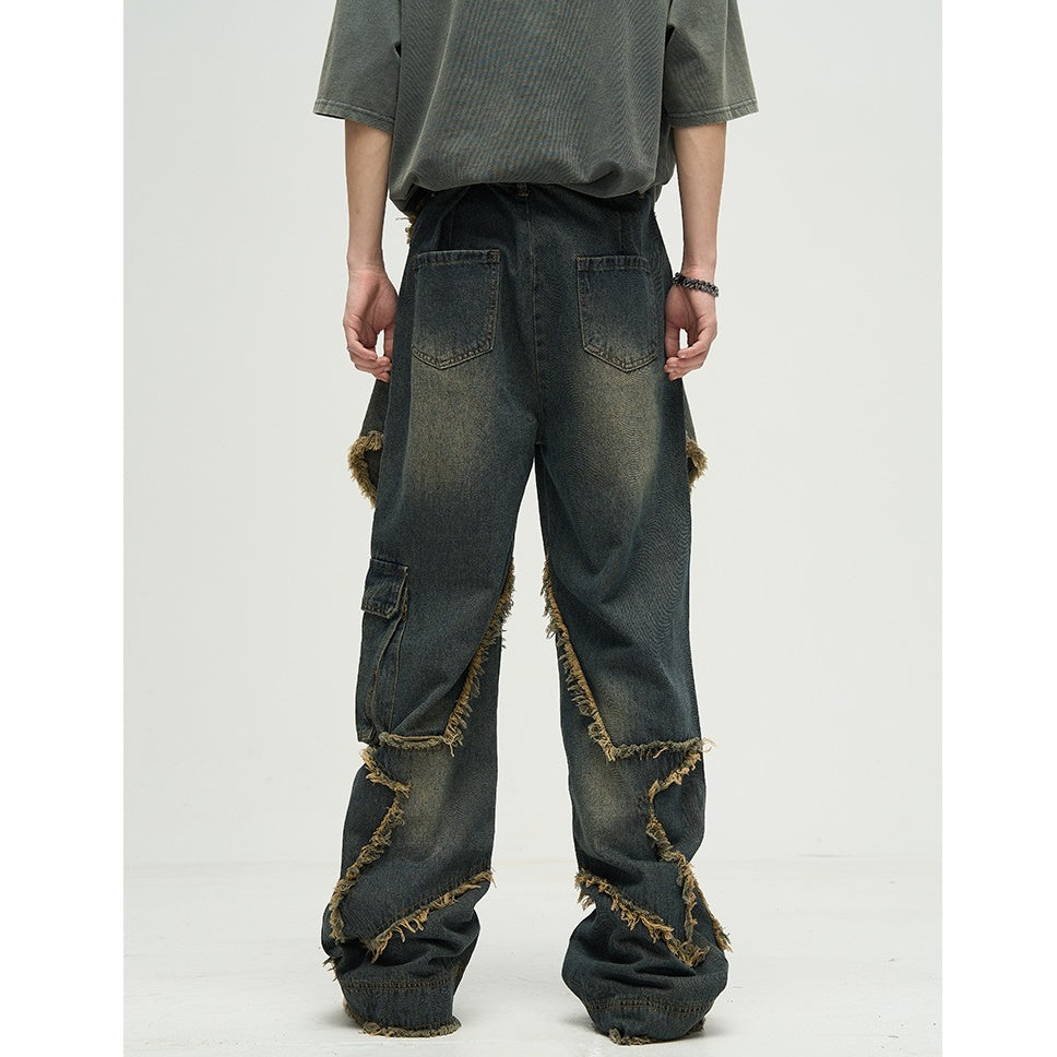 Raw Edge Star Design Street Work Jeans MB7019