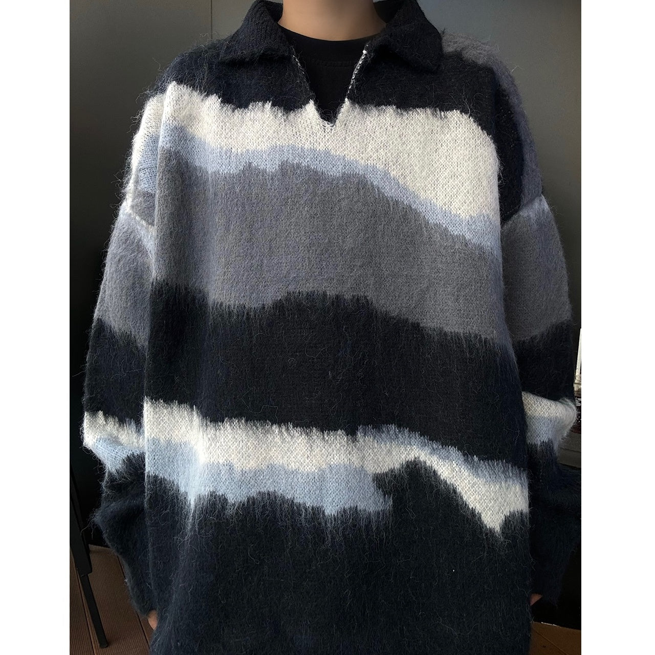 Color Zebra Print Roll-neck Loose Sweater MB7161