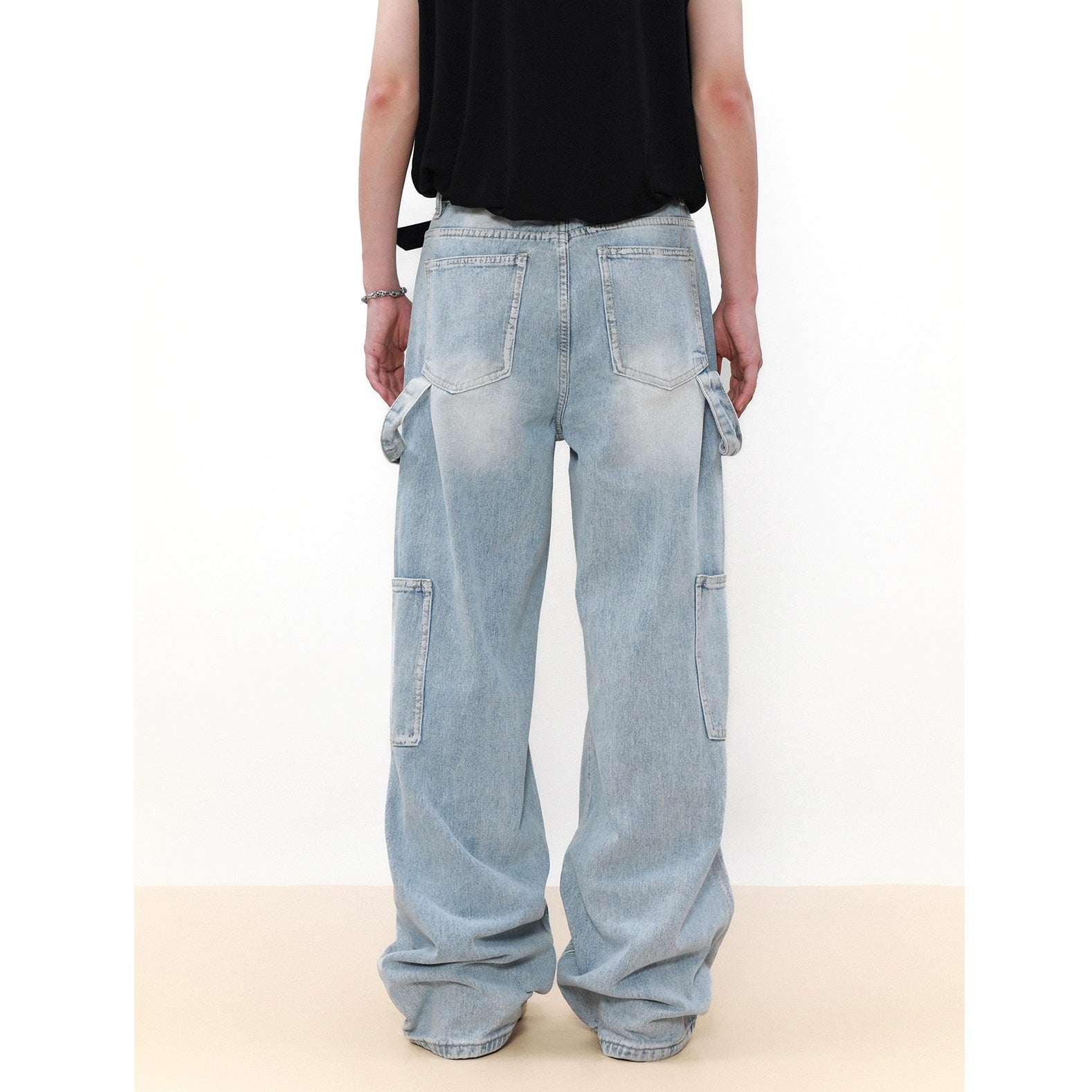 Retro Wash Spliced Loose Baker Jeans MB7053