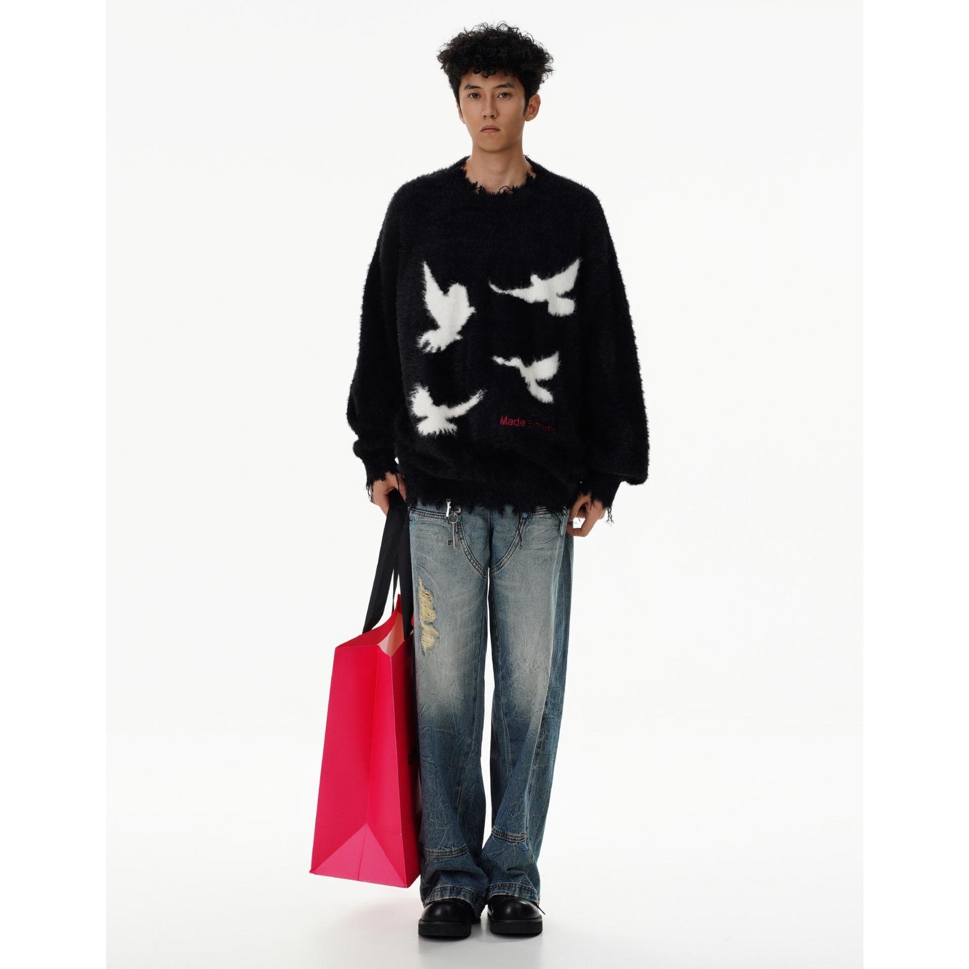 Dove Of Peace Fluffy Knitted Sweater MB7281