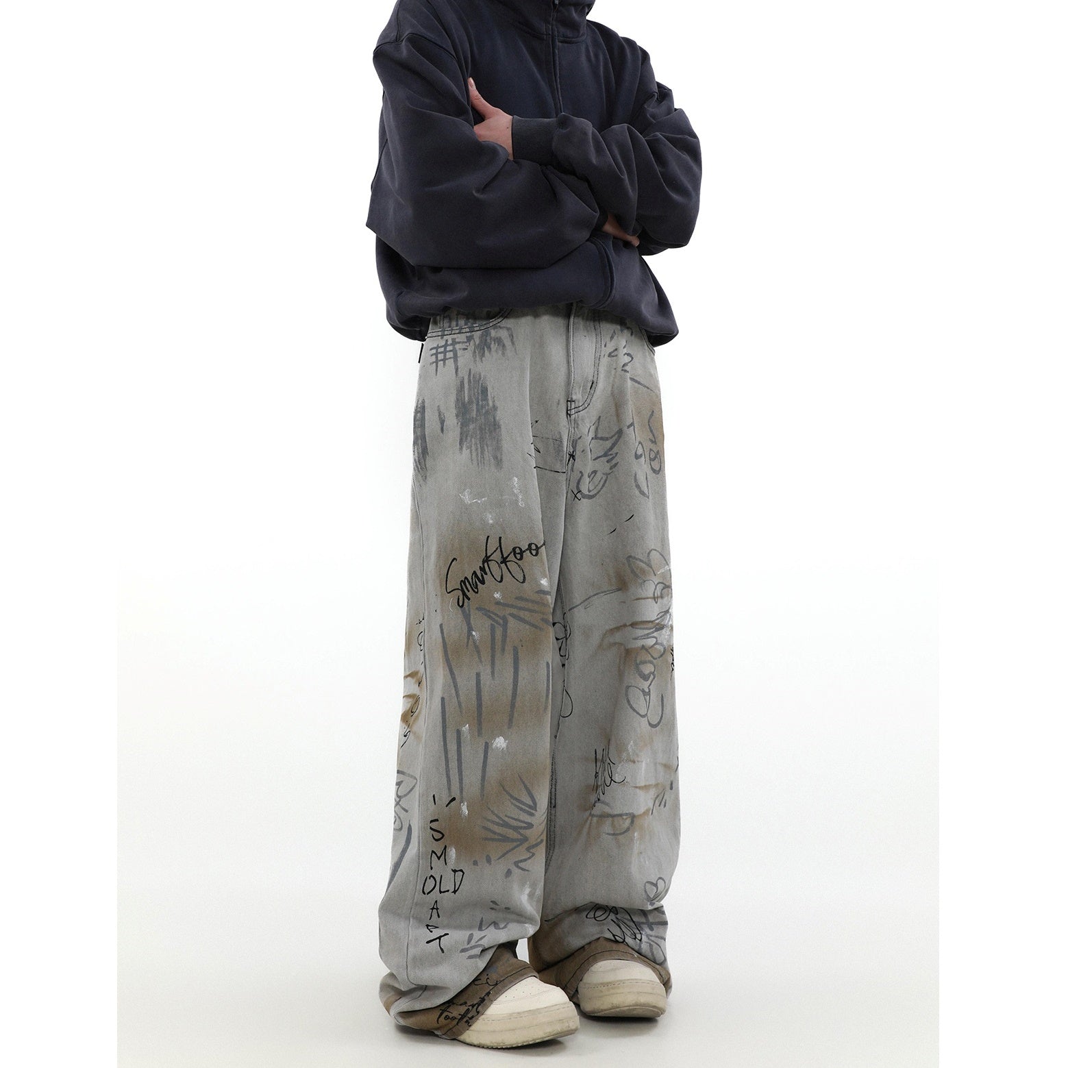 Graffiti Design Straight-leg Loose Jeans MR029