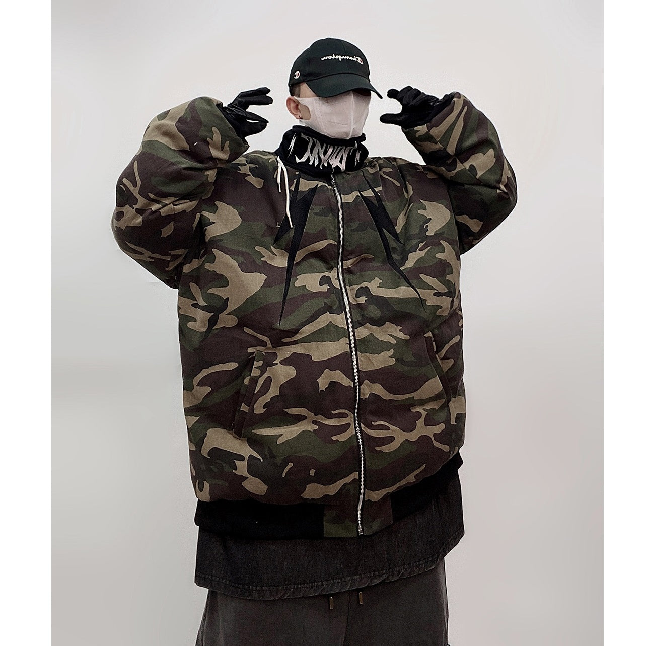 Camouflage Loose Baseball Padded Jacket UU7016