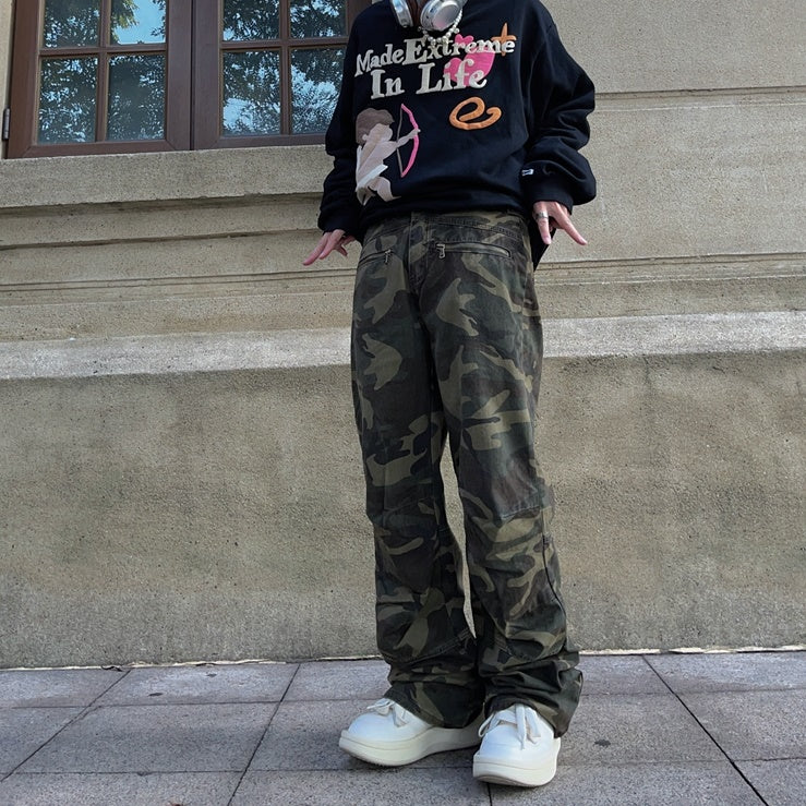 Street Loose Straight Camouflage Pants FT8004