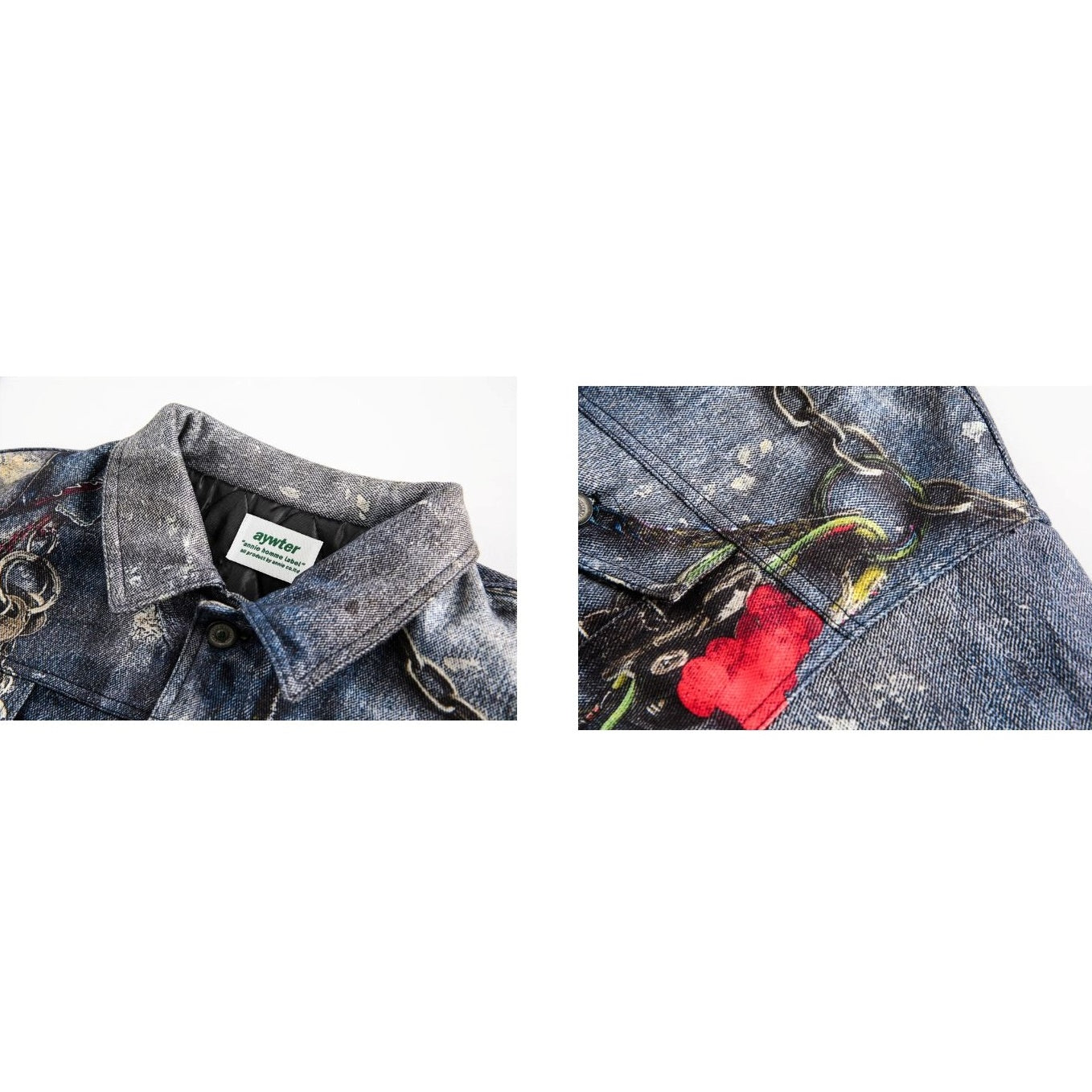 Street 3D Chain All-Print Denim Jacket MB7215