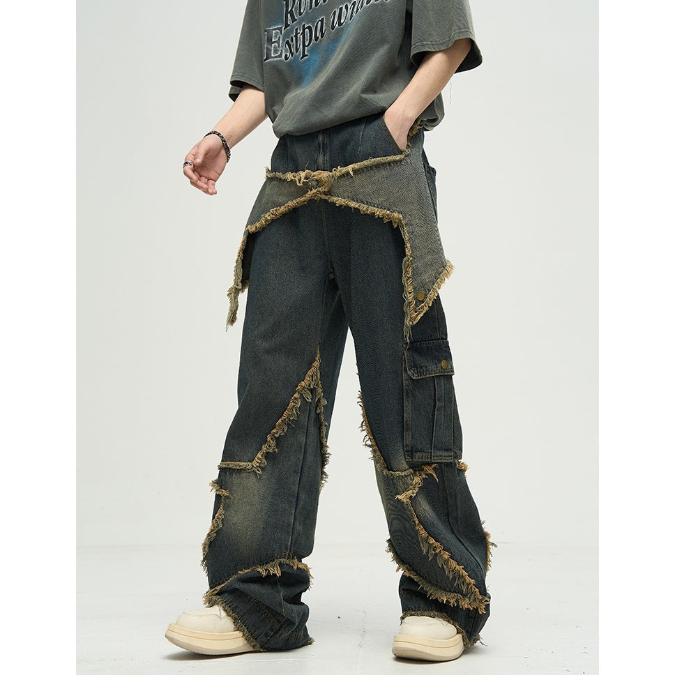 Raw Edge Star Design Street Work Jeans MB7019