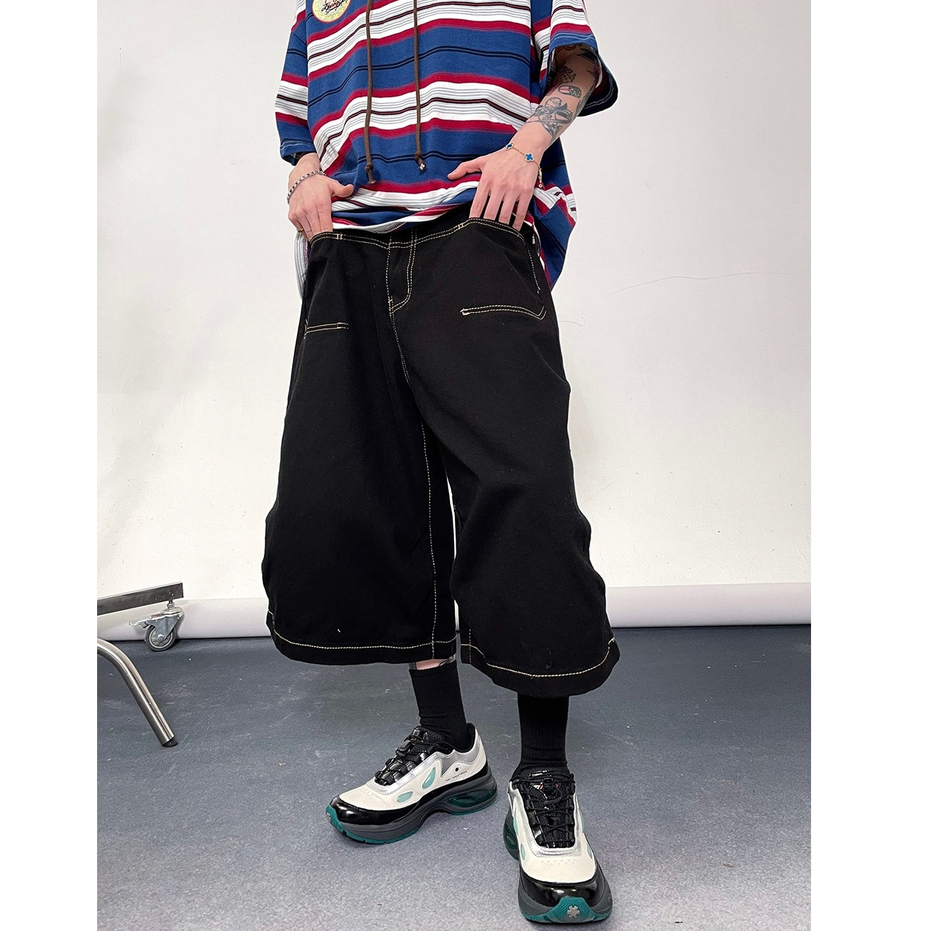Washed Wide-leg Work Cropped Pants EAT118