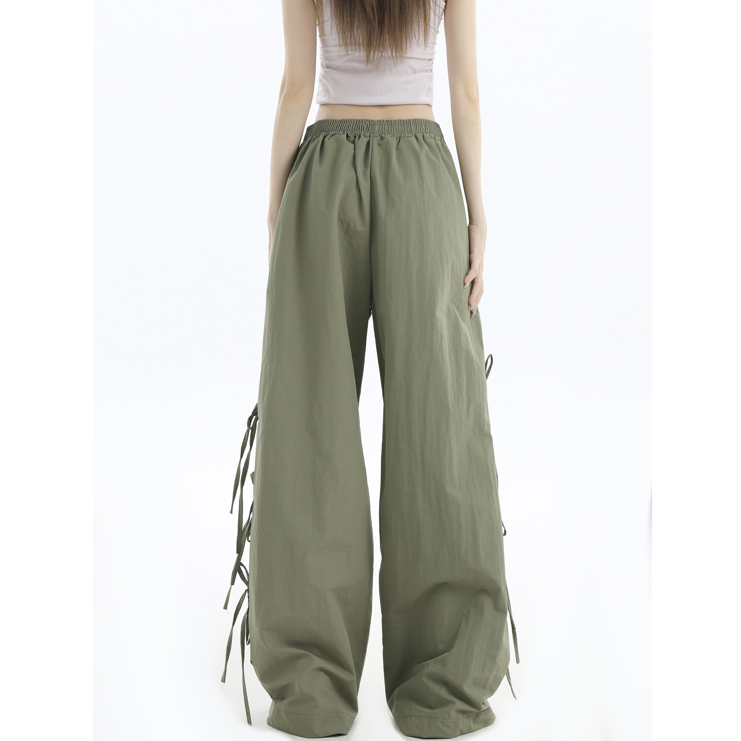 Logo Embroidery Side Bow Casual Pants IN7045