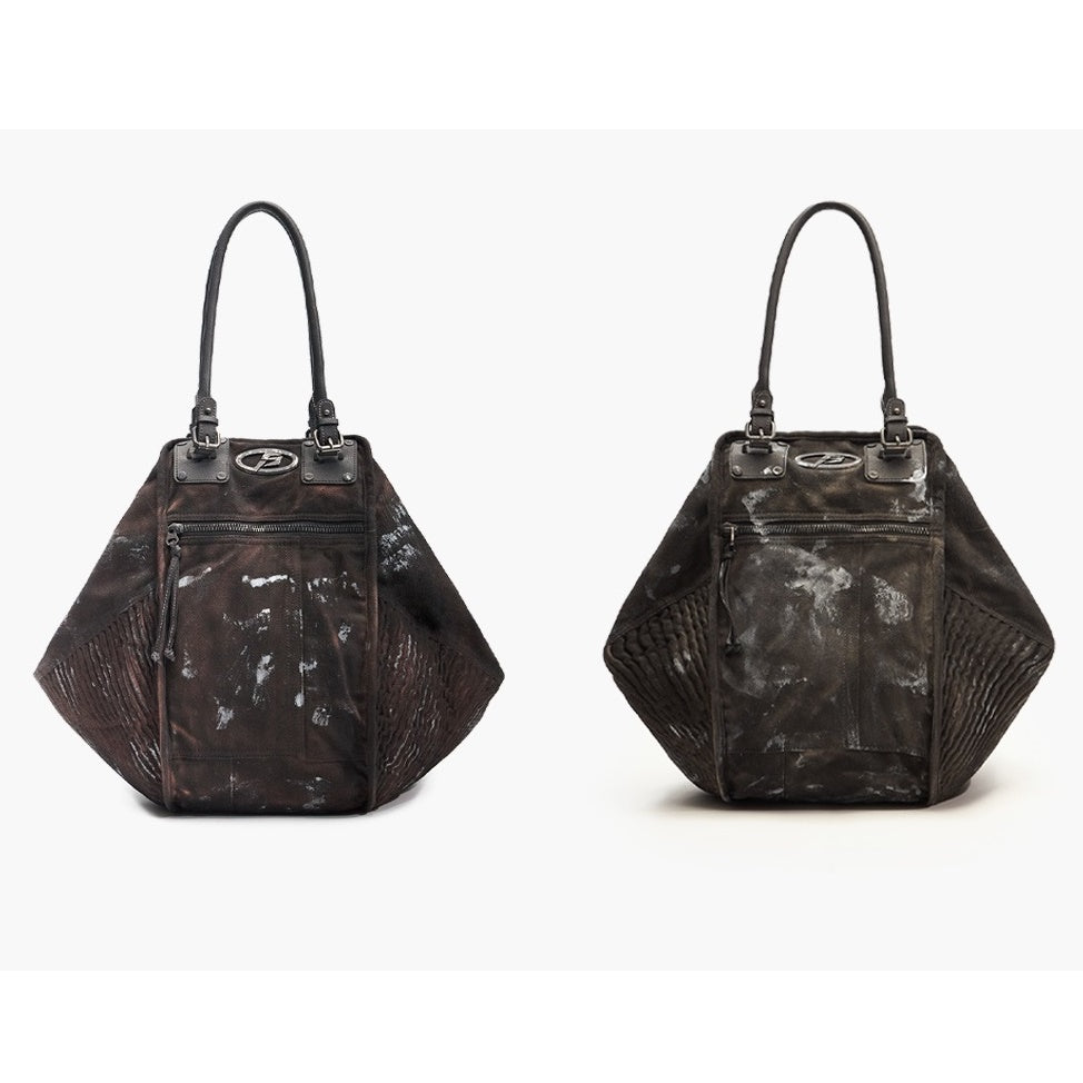 Dirty-dyed Pleated Shoulder Bag MB7071