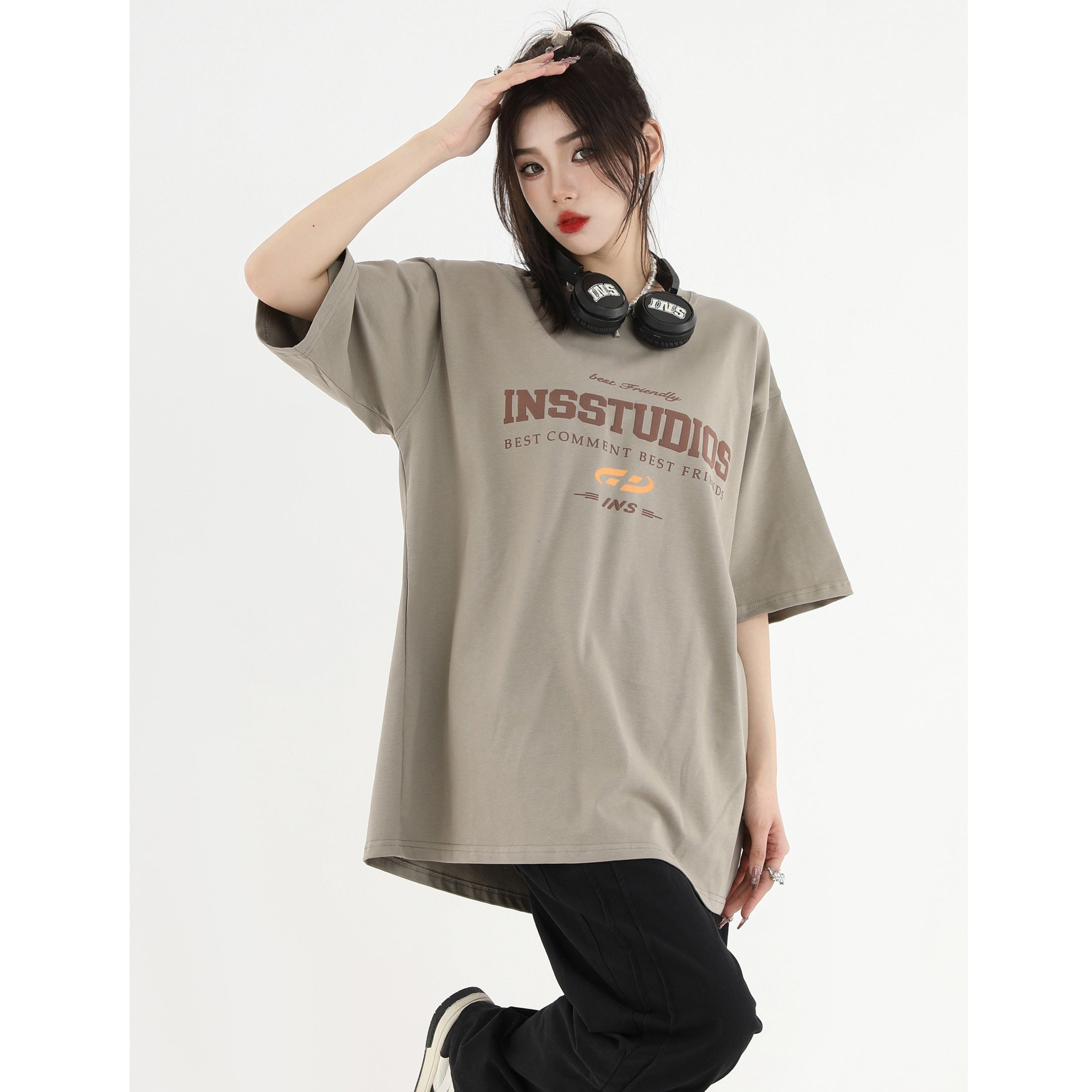 Retro Font Change LOGO Loose T-shirt IN7013