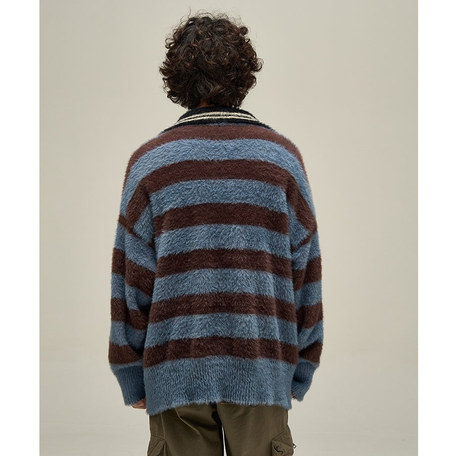 College Style Oversize Knitted Border Sweater MB7279