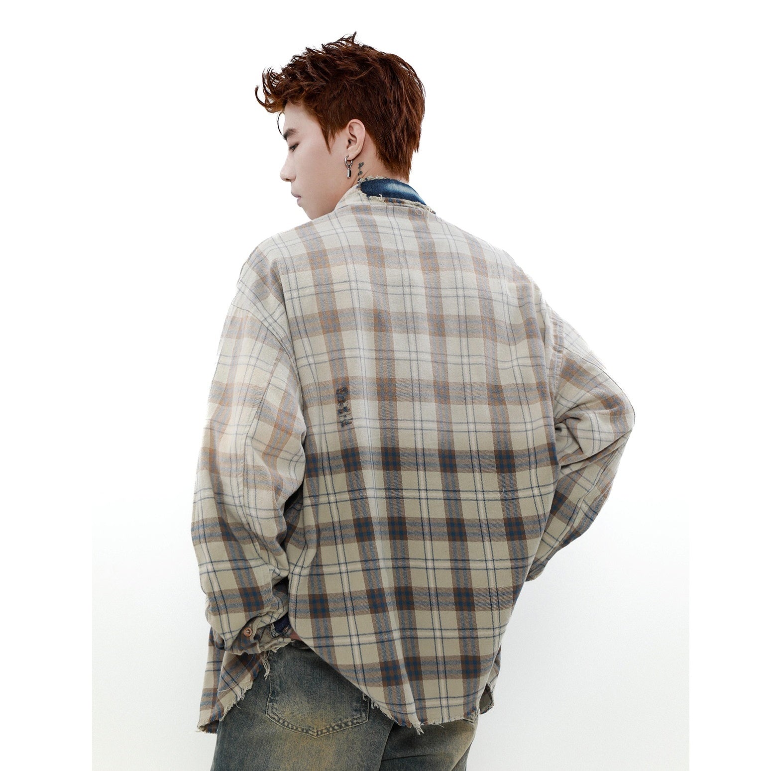 Gradient Plaid Loose Shirt MB7095