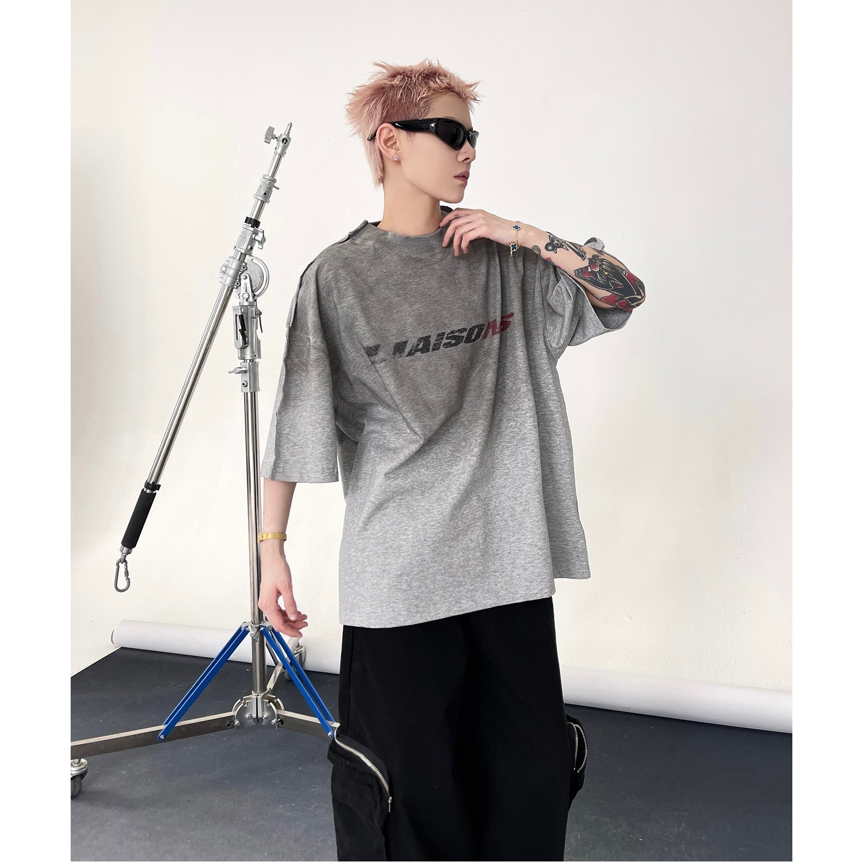 Dirty Gradient Inkjet Lettered Print T-shirt EAT146