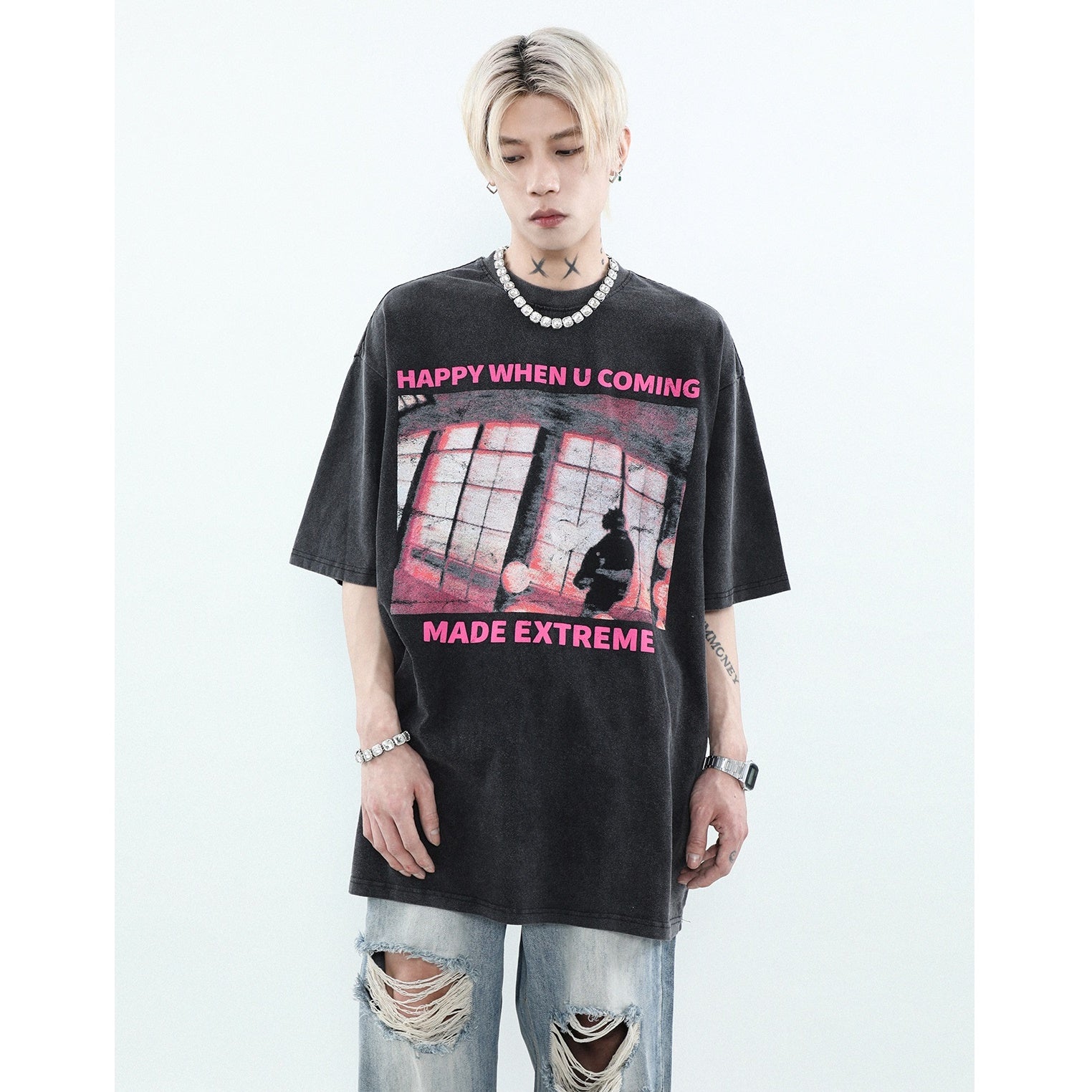 Print Loose Crew Neck T-shirt MR041