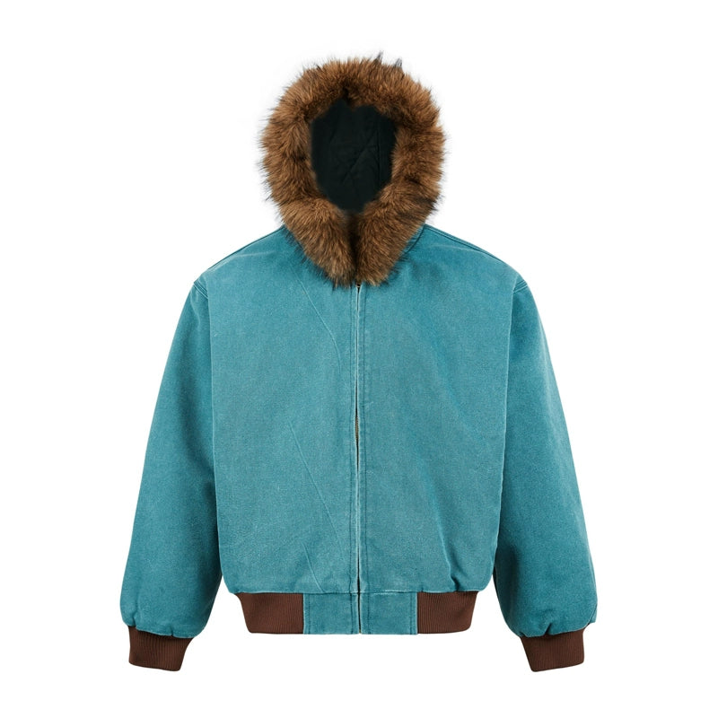 Fur Collar Hooded Wash Cotton Jacket MB7263